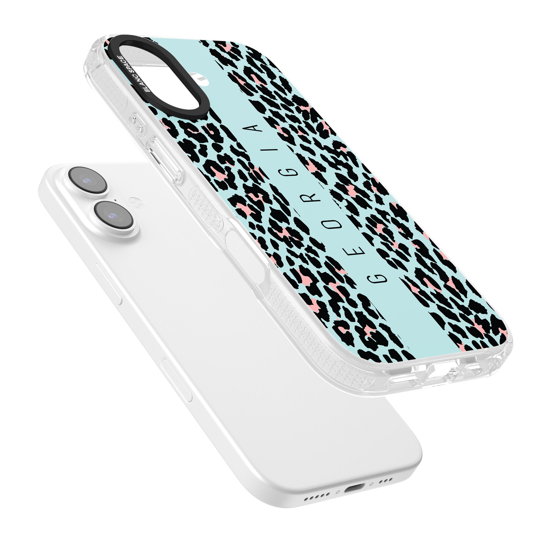 Personalised Blue Leopard iPhone 17 Impact Air Clear Phone Case Colours