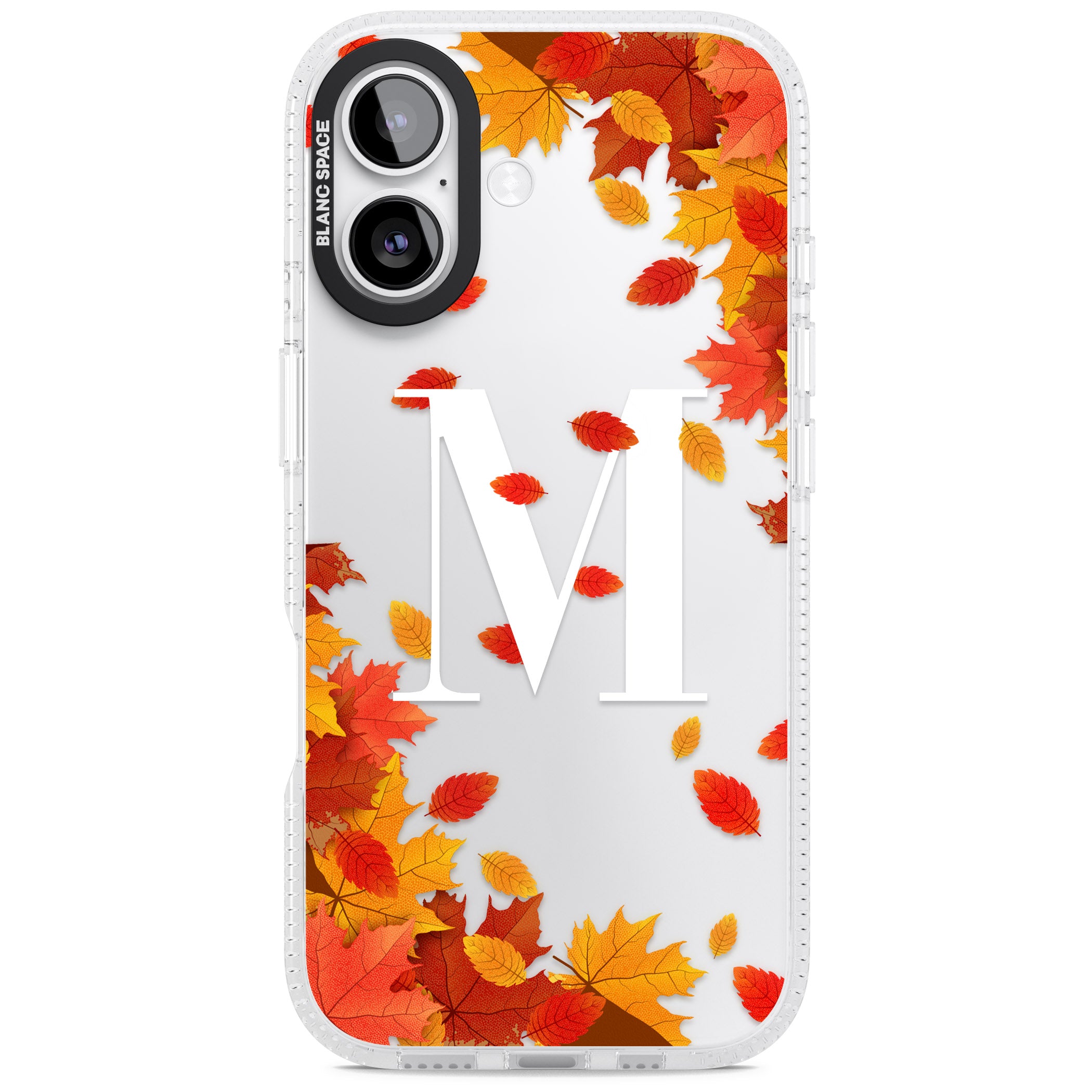 Personalised Autumn Leaves Monogram iPhone 17 Impact Air Clear Phone Case