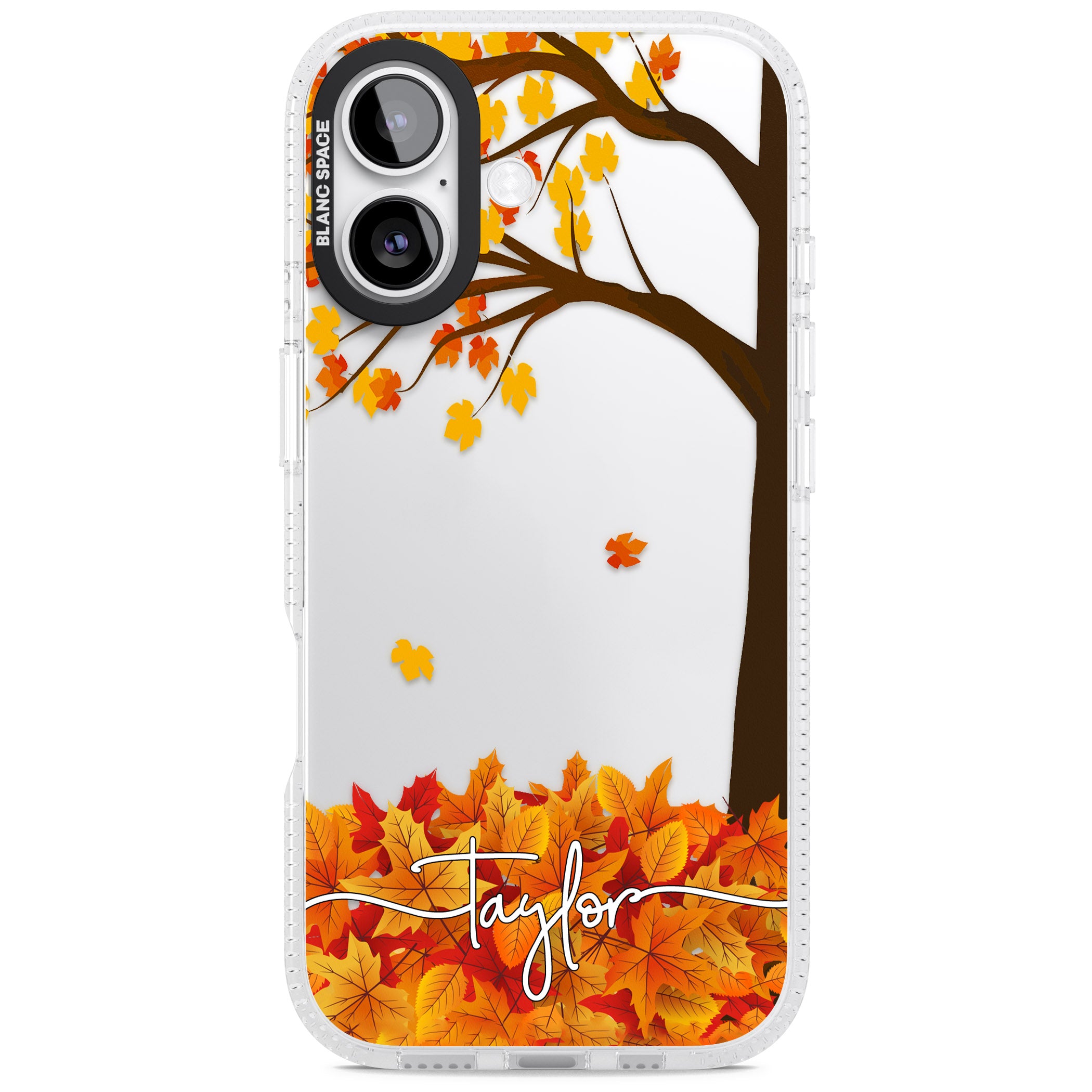 Personalised Autumn Leaves iPhone 17 Impact Air Clear Phone Case