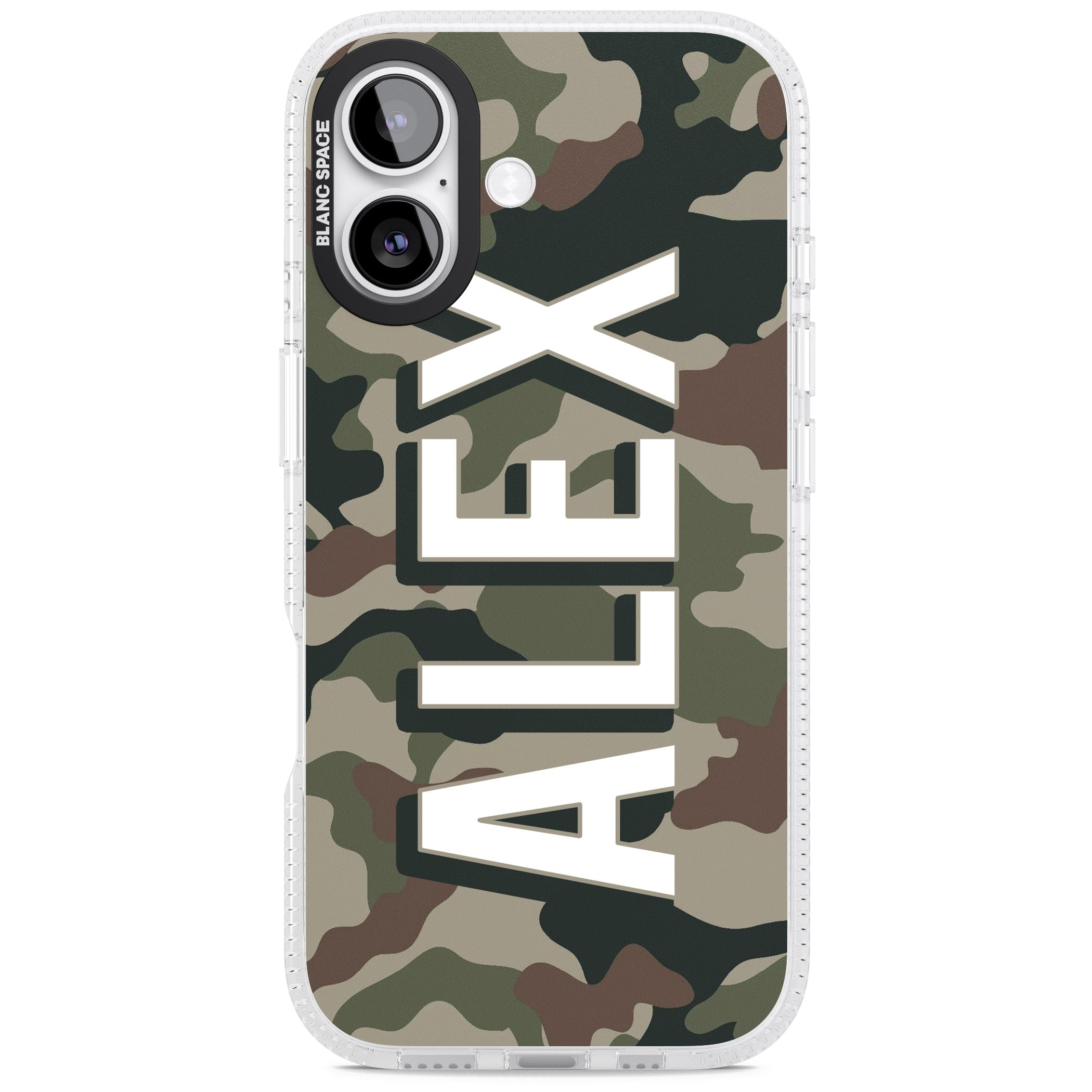 Personalised Classic Green Camo iPhone 17 Impact Air Clear Phone Case