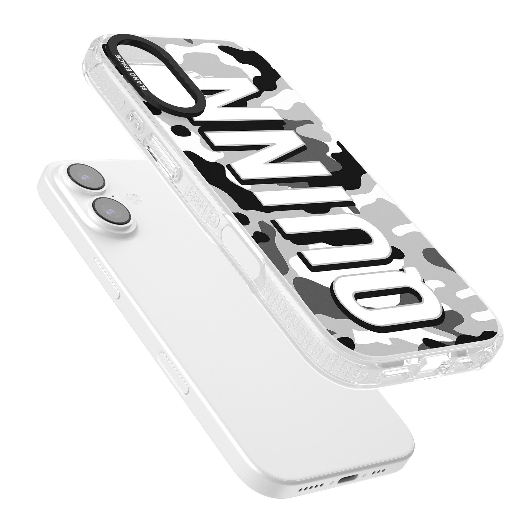 Personalised Greyscale Camo iPhone 17 Impact Air Clear Phone Case Colours