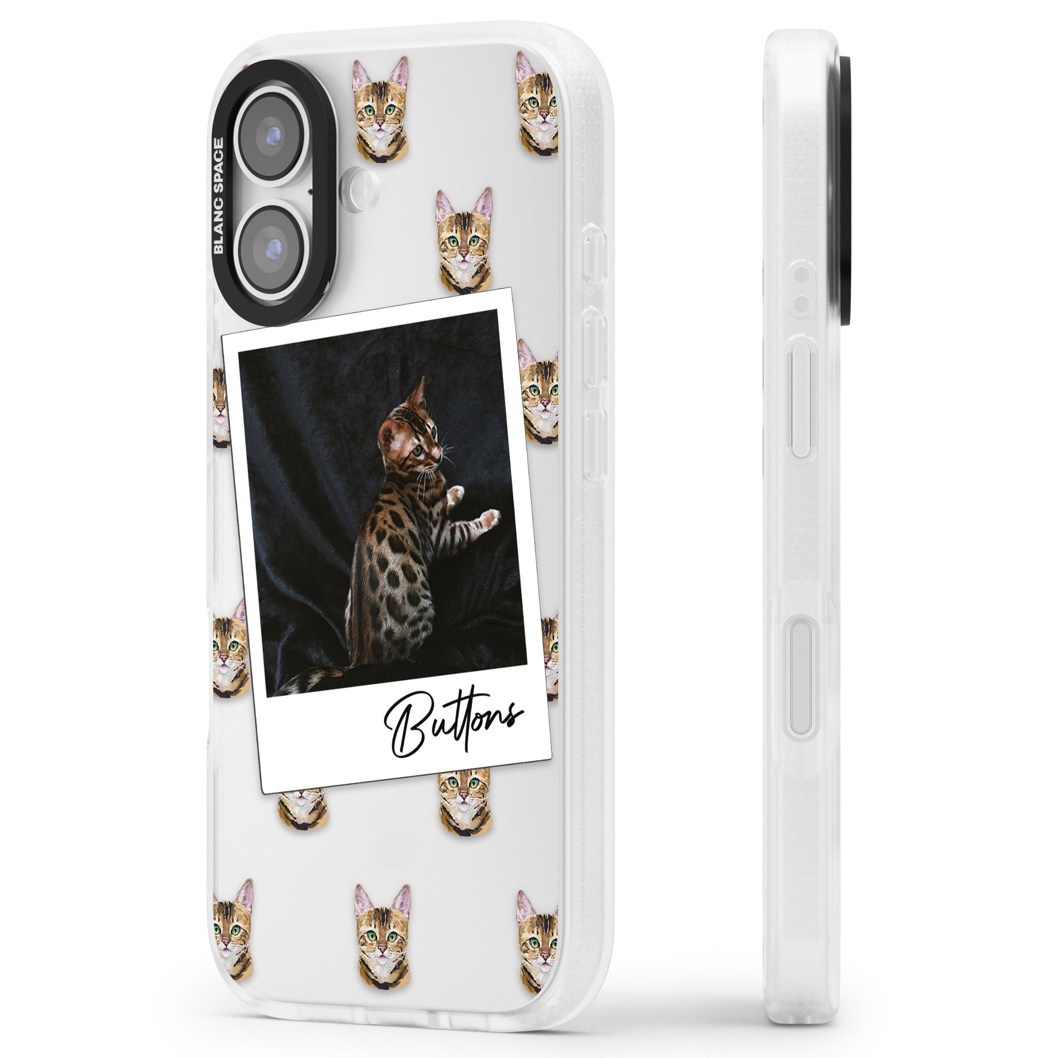 Personalised Bengal Cat Photo iPhone 17 Impact Air Clear Phone Case Side Profile