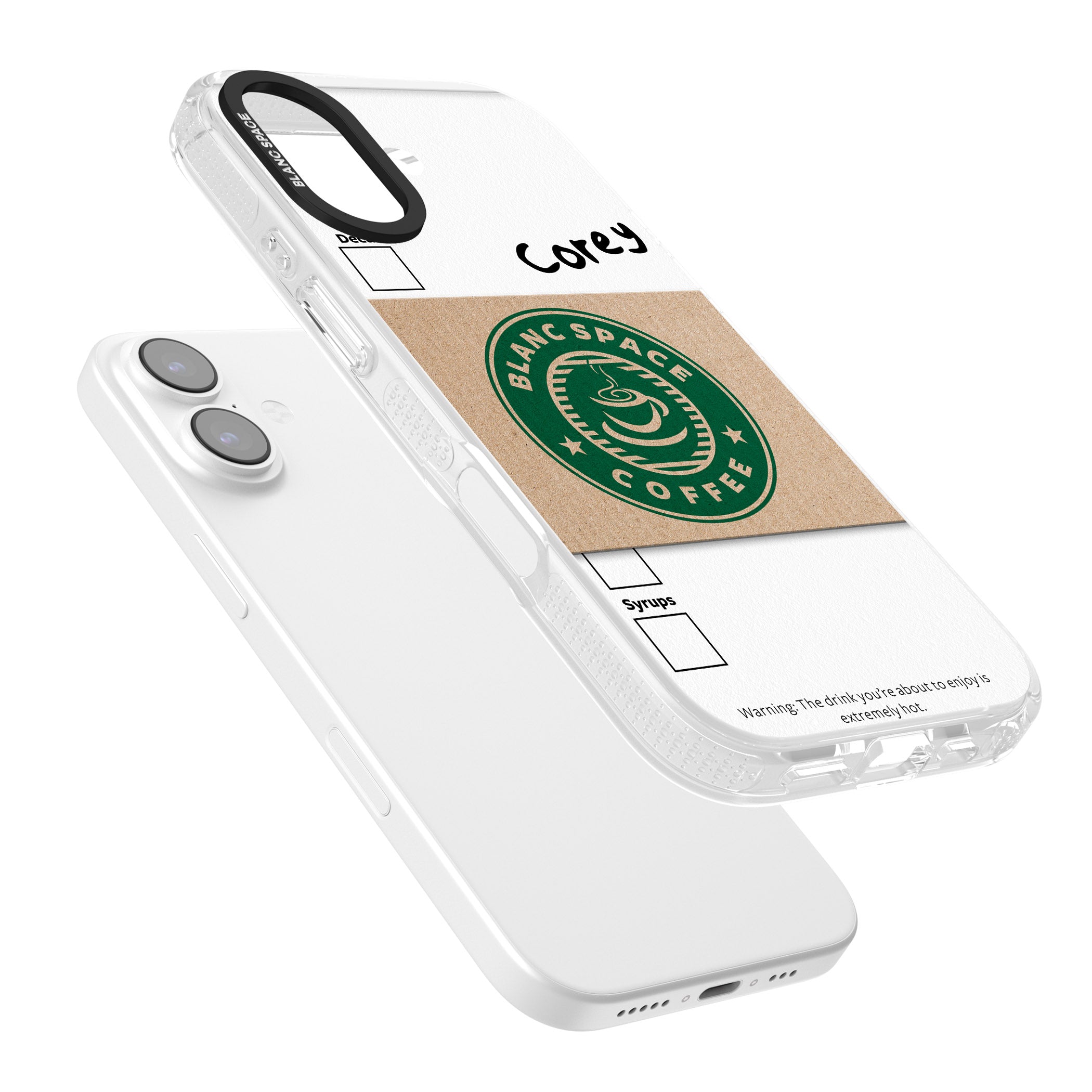 Personalised Coffee Cup iPhone 17 Impact Air Clear Phone Case Colours