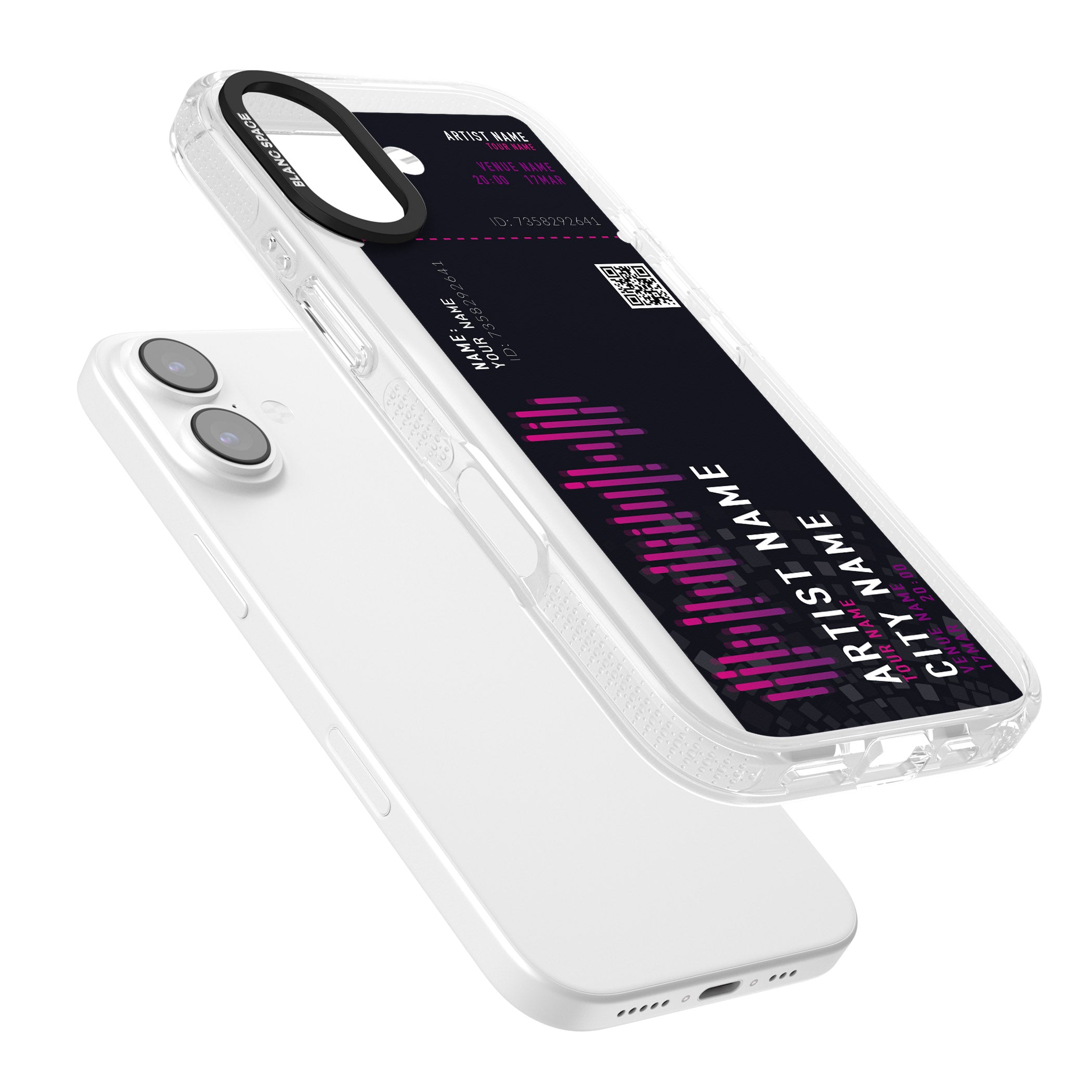 Personalised Concert Ticket iPhone 17 Impact Air Clear Phone Case Colours