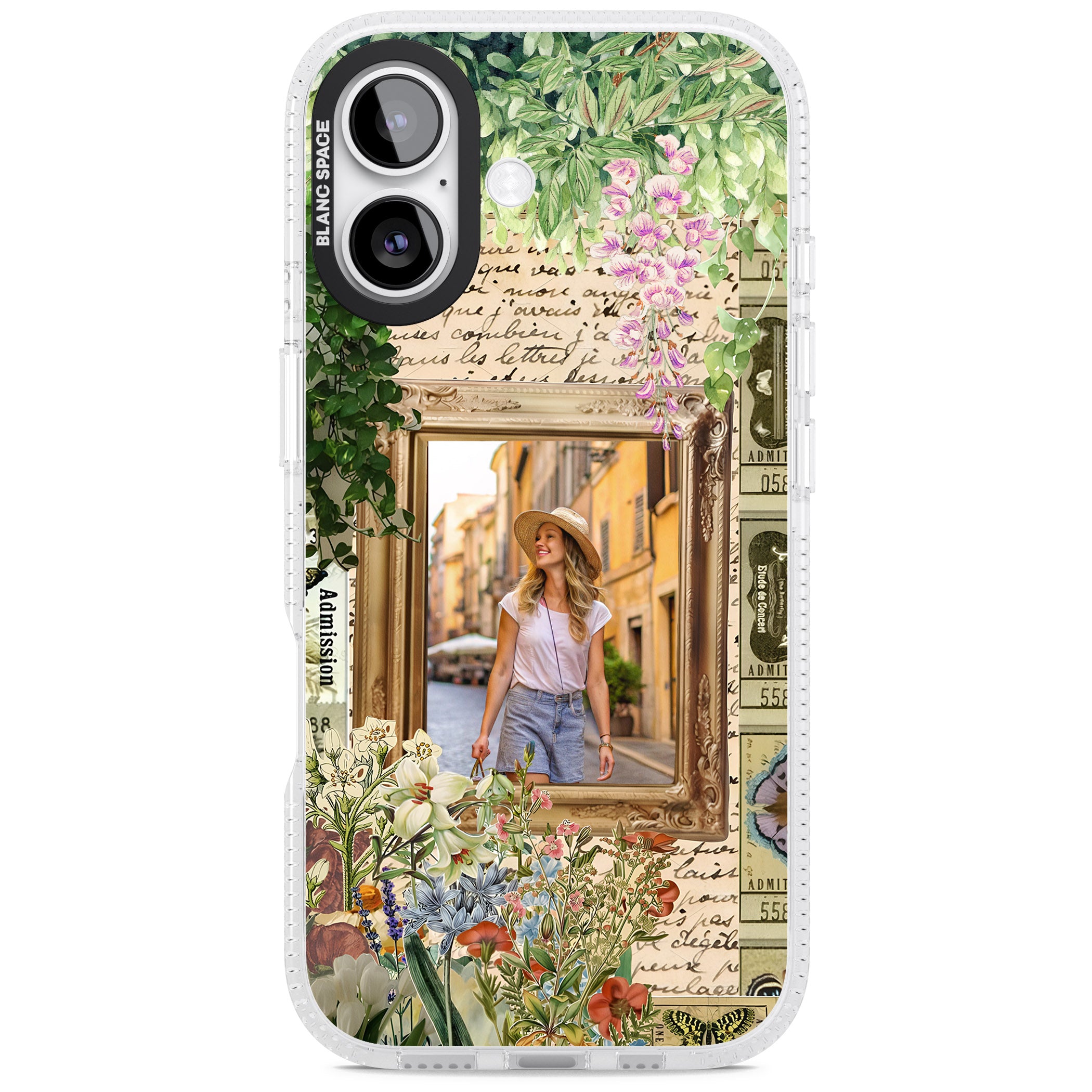 Personalised Tuscan Floral Collage Frame iPhone 17 Impact Air Clear Phone Case