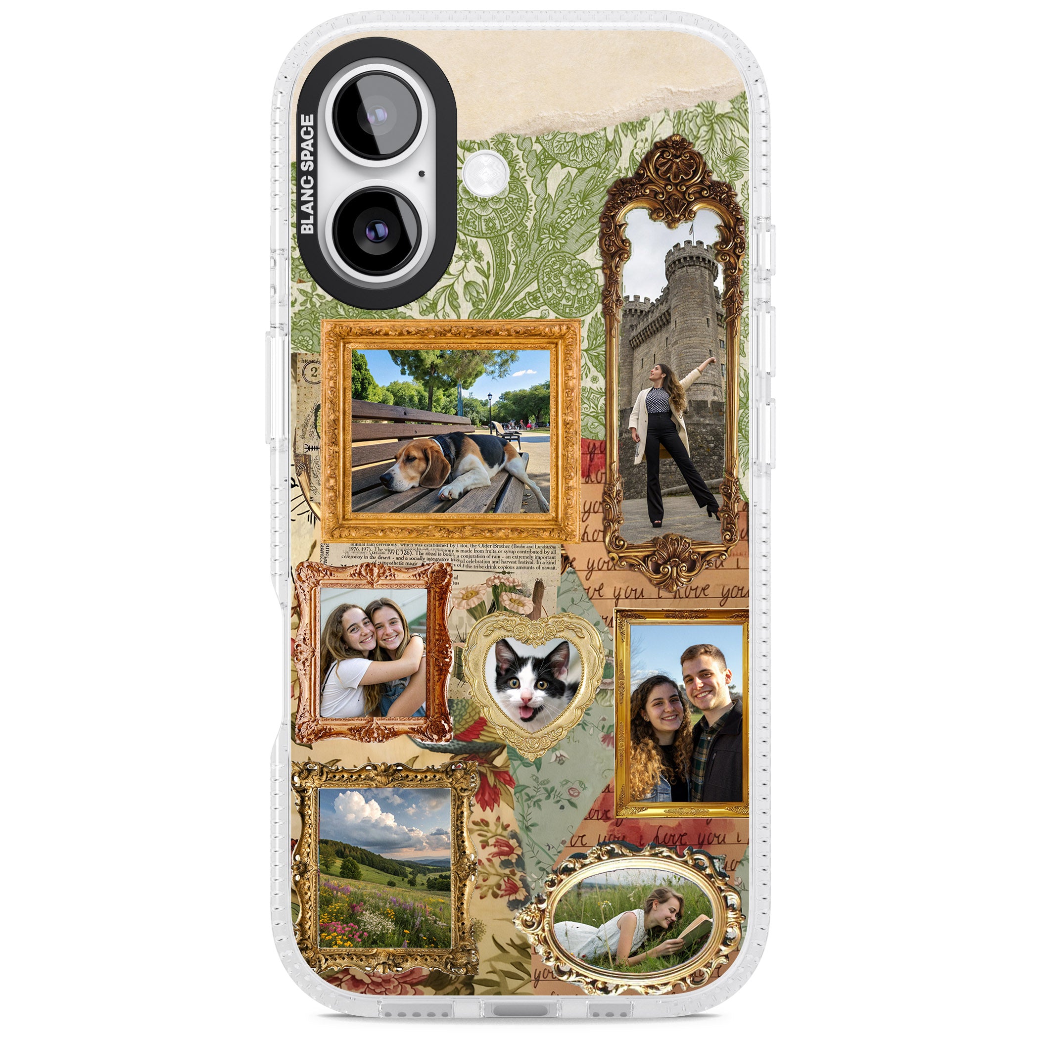 Personalised Vintage Frame Collage iPhone 17 Impact Air Clear Phone Case