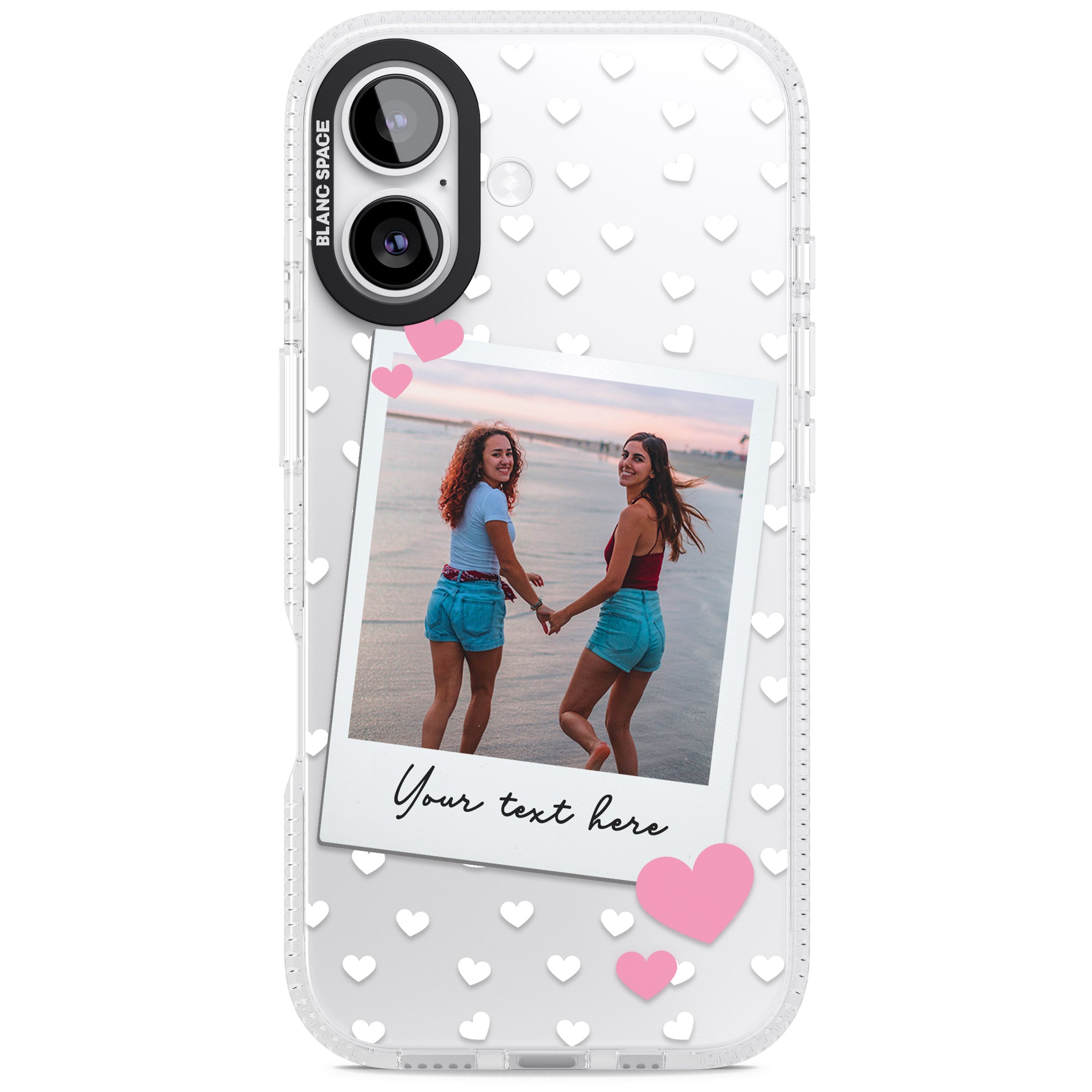Personalised Hearts Instant Camera Photo iPhone 17 Impact Air Clear Phone Case