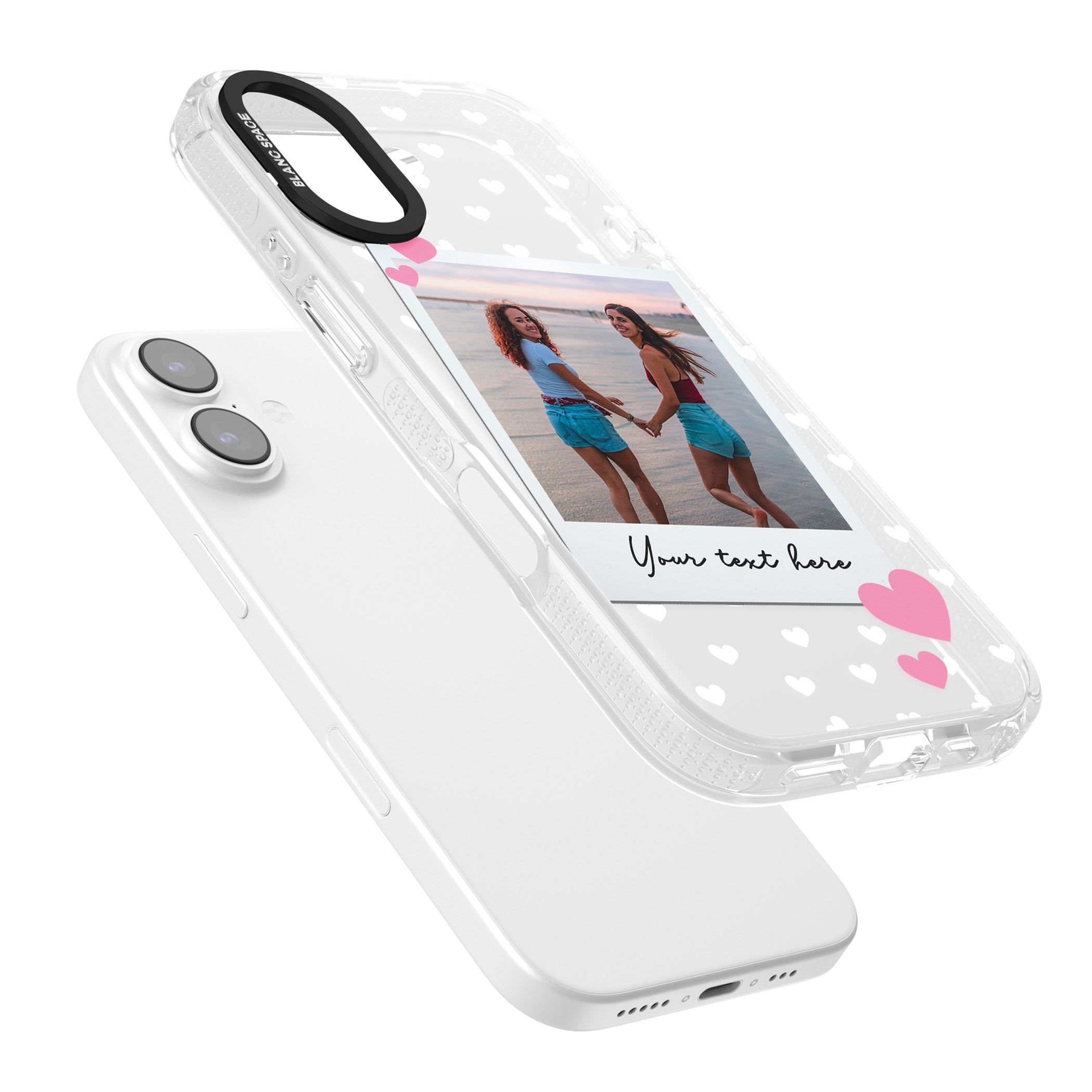 Personalised Hearts Instant Camera Photo iPhone 17 Impact Air Clear Phone Case Colours