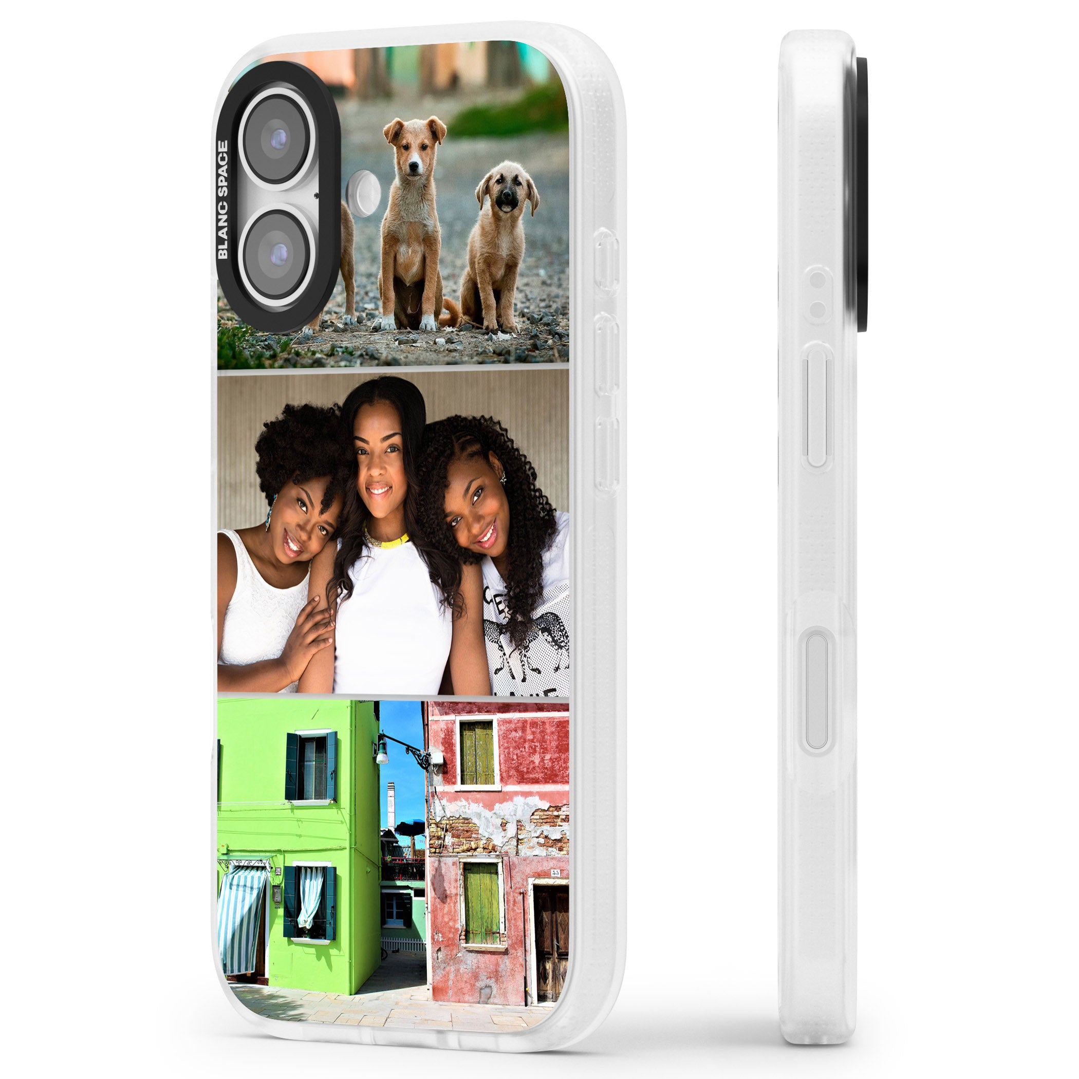 Personalised 3 Photo Grid iPhone 17 Impact Air Clear Phone Case Side Profile