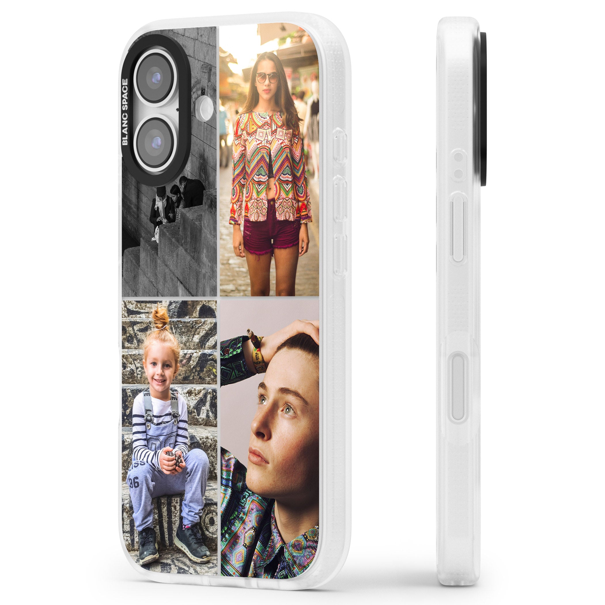 Personalised 4 Photo Grid iPhone 17 Impact Air Clear Phone Case Side Profile