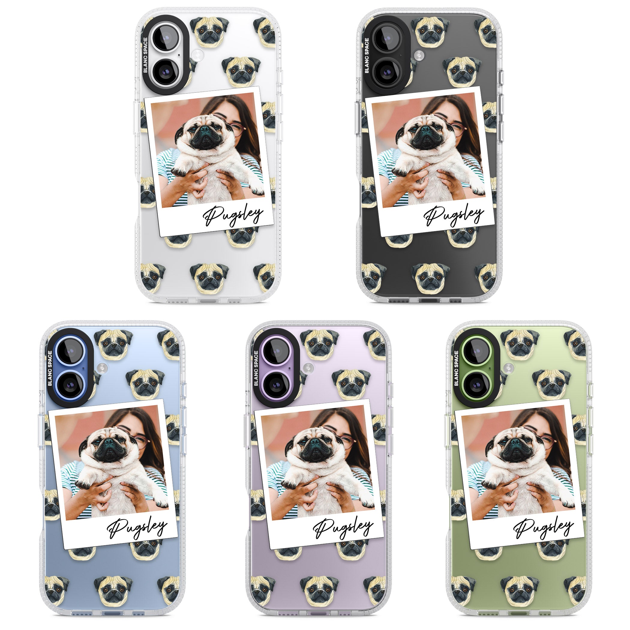 Personalised Pug Instant Camera Photo iPhone 17 Impact Air Clear Phone Case APT Impact Protection