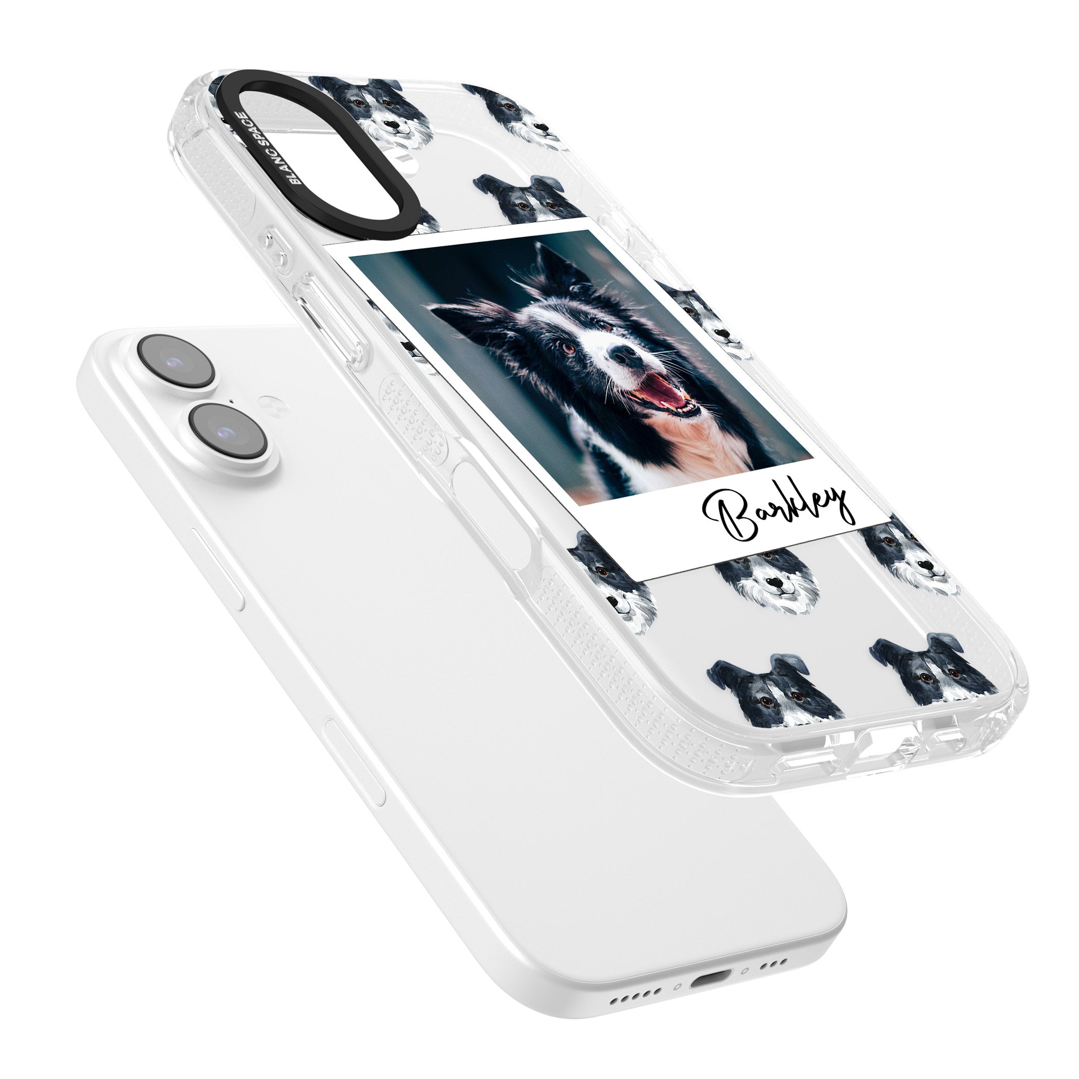 Personalised Border Collie Instant Camera Photo iPhone 17 Impact Air Clear Phone Case Colours