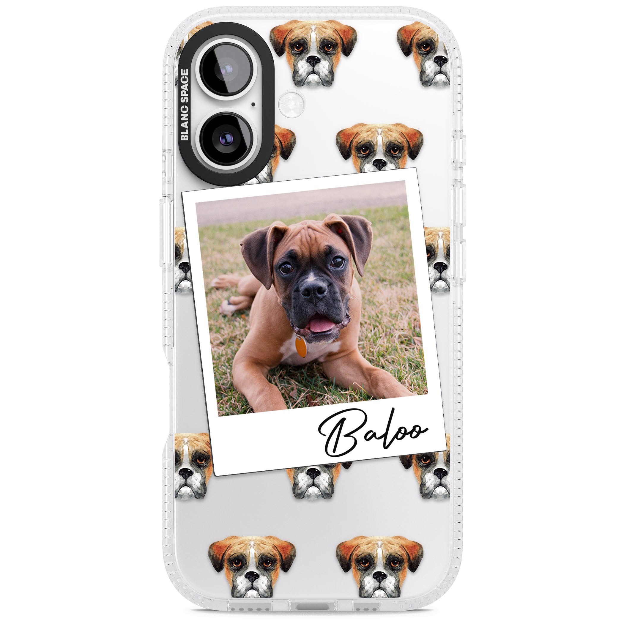 Personalised Boxer Instant Camera Photo iPhone 17 Impact Air Clear Phone Case