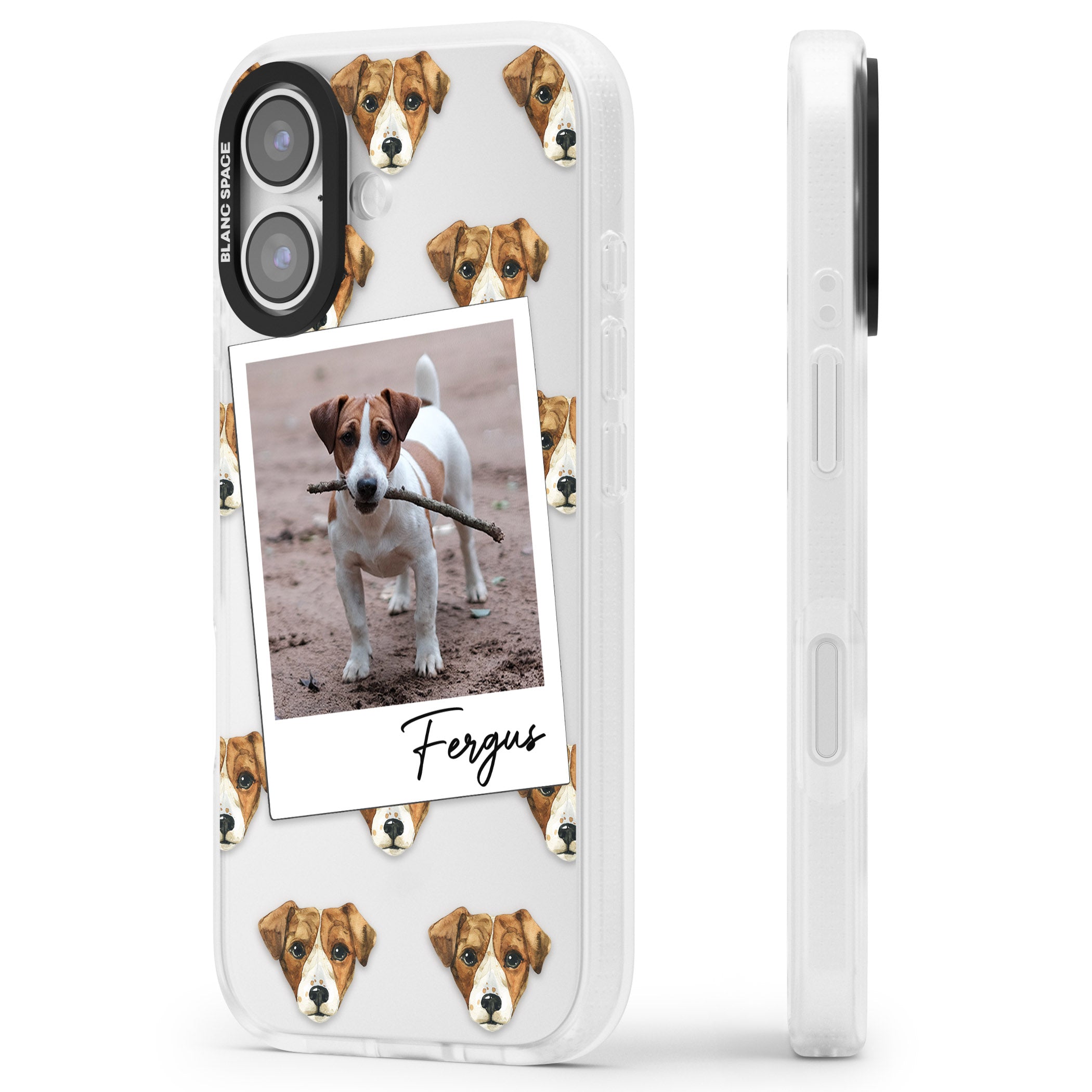 Personalised Jack Russell Instant Camera Photo iPhone 17 Impact Air Clear Phone Case Side Profile
