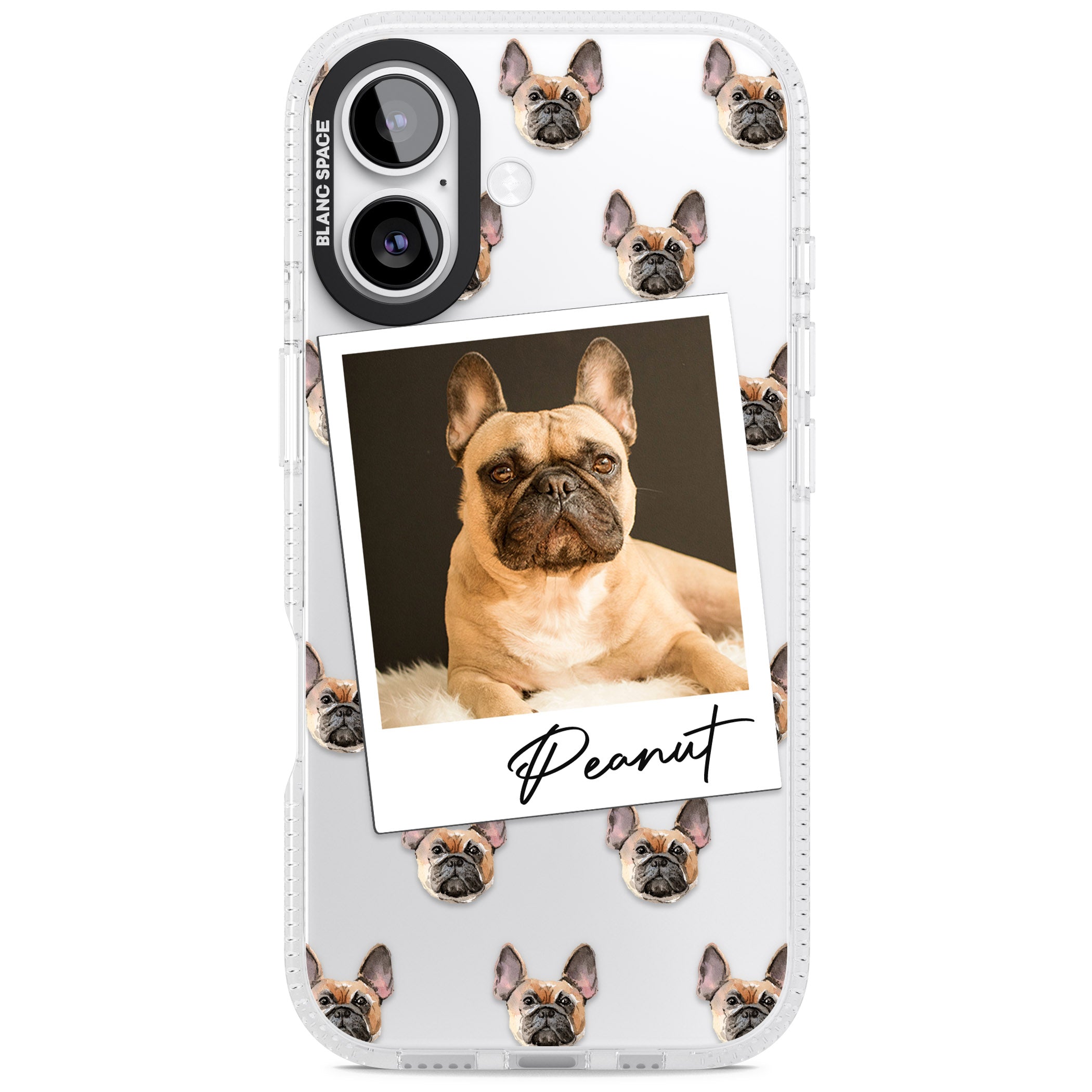 Personalised Tan French Bulldog Instant Camera Photo iPhone 17 Impact Air Clear Phone Case