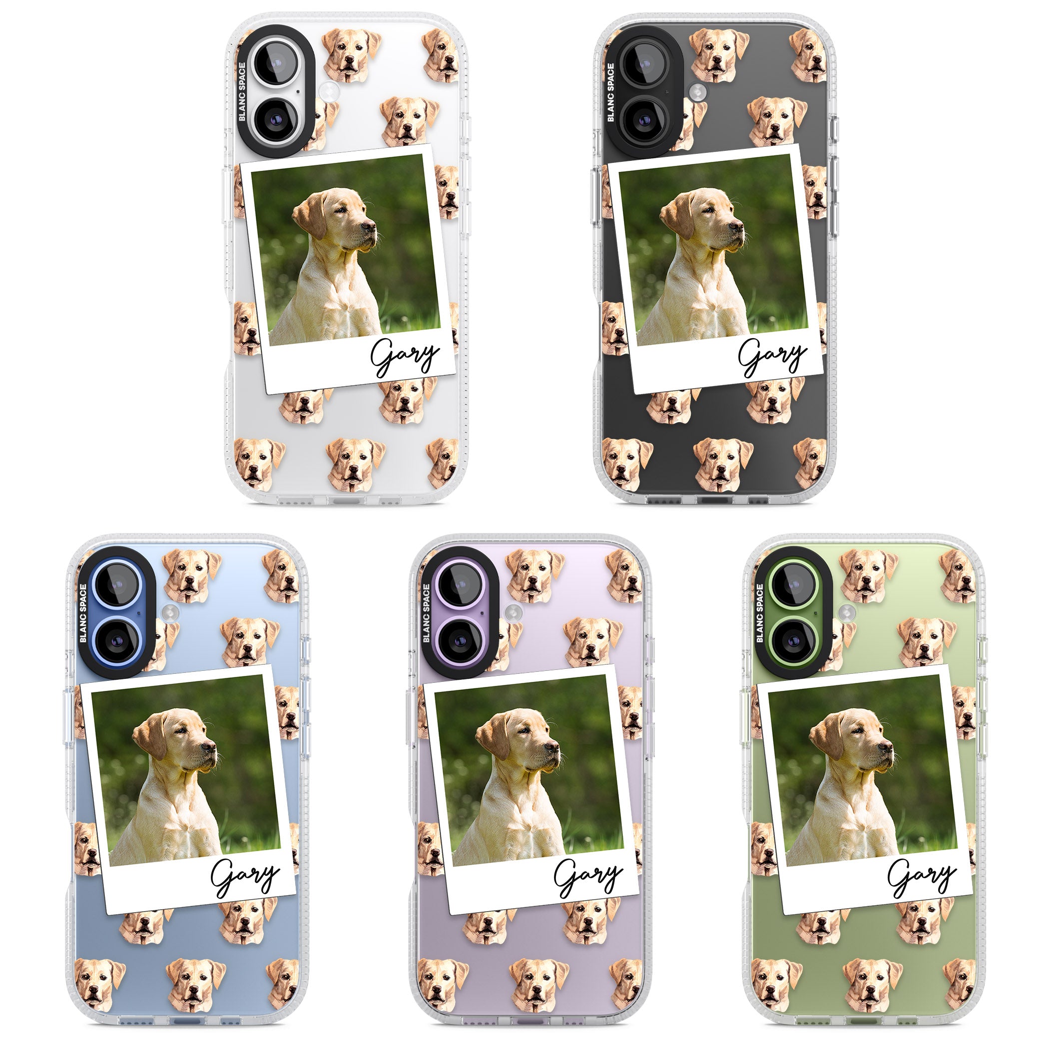 Personalised Tan Black Labrador Instant Camera Photo iPhone 17 Impact Air Clear Phone Case APT Impact Protection