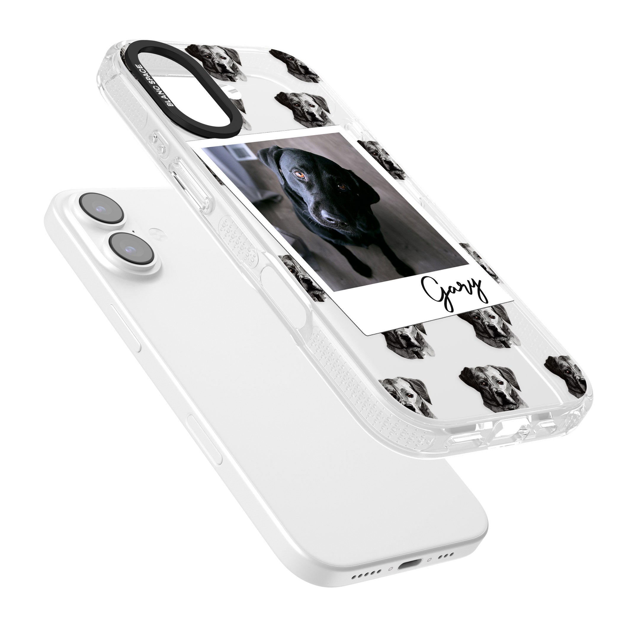 Personalised Black Labrador Instant Camera Photo iPhone 17 Impact Air Clear Phone Case Colours