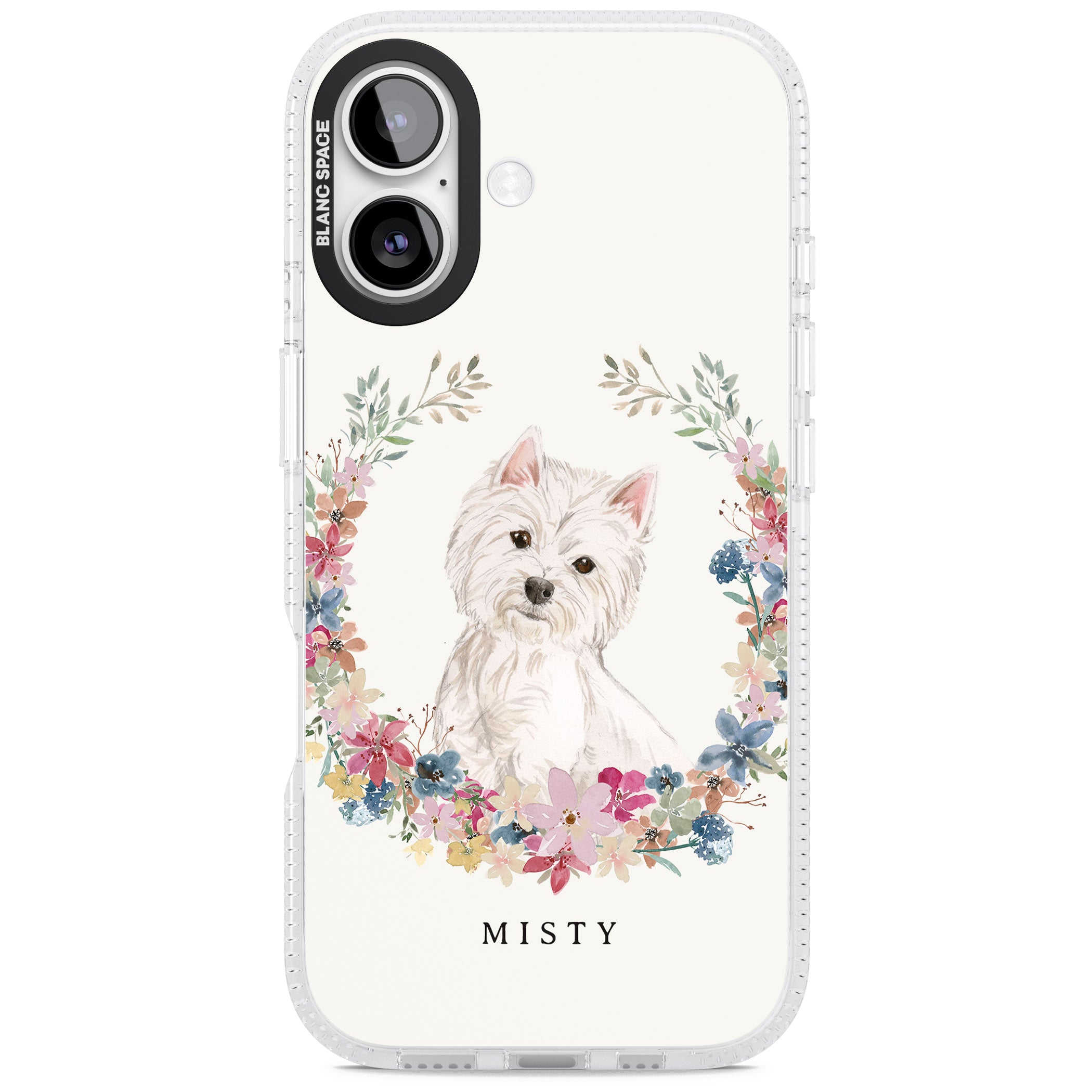 Personalised Westie Floral Portrait iPhone 17 Impact Air Clear Phone Case