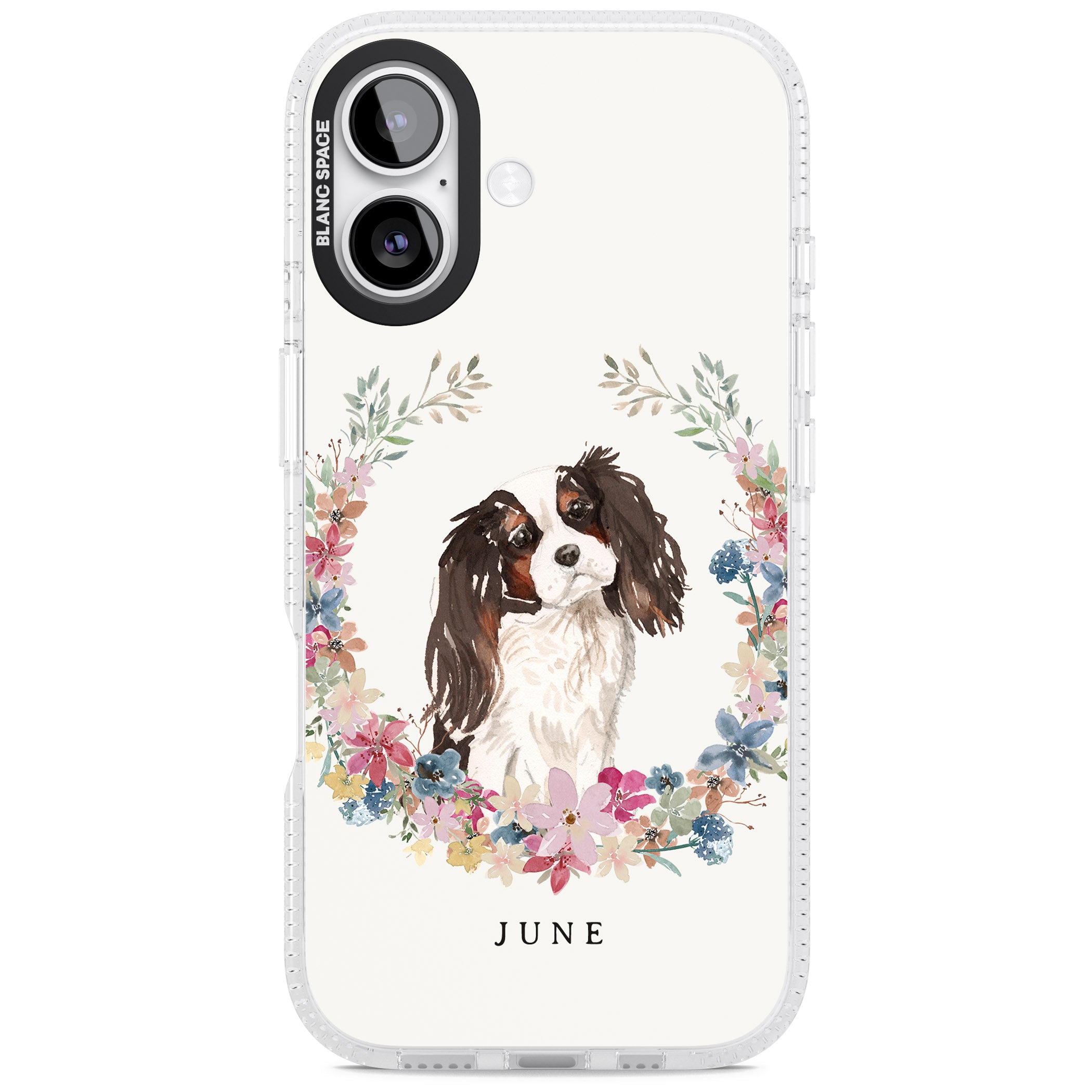 Personalised King Charles Floral Portrait iPhone 17 Impact Air Clear Phone Case