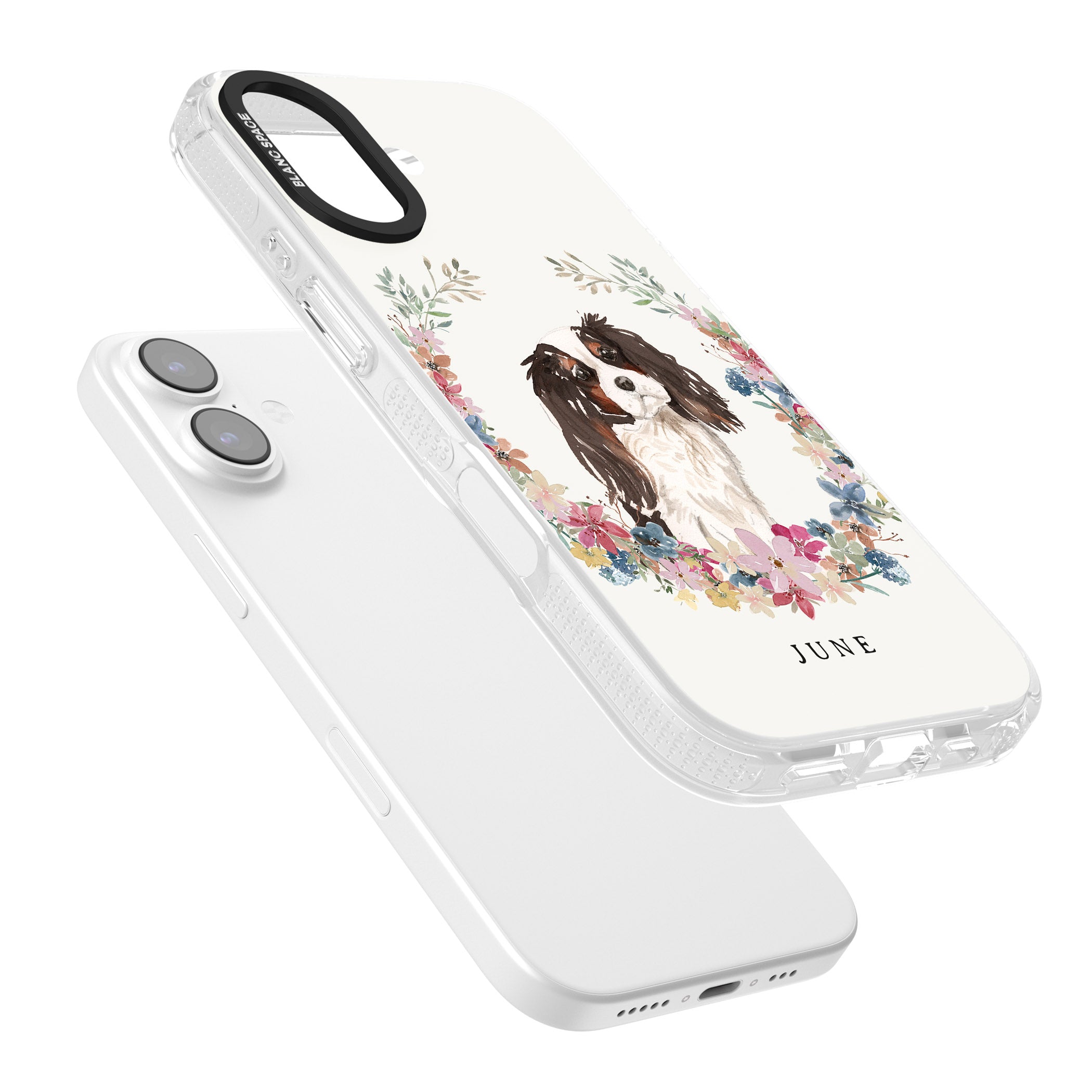 Personalised King Charles Floral Portrait iPhone 17 Impact Air Clear Phone Case Colours