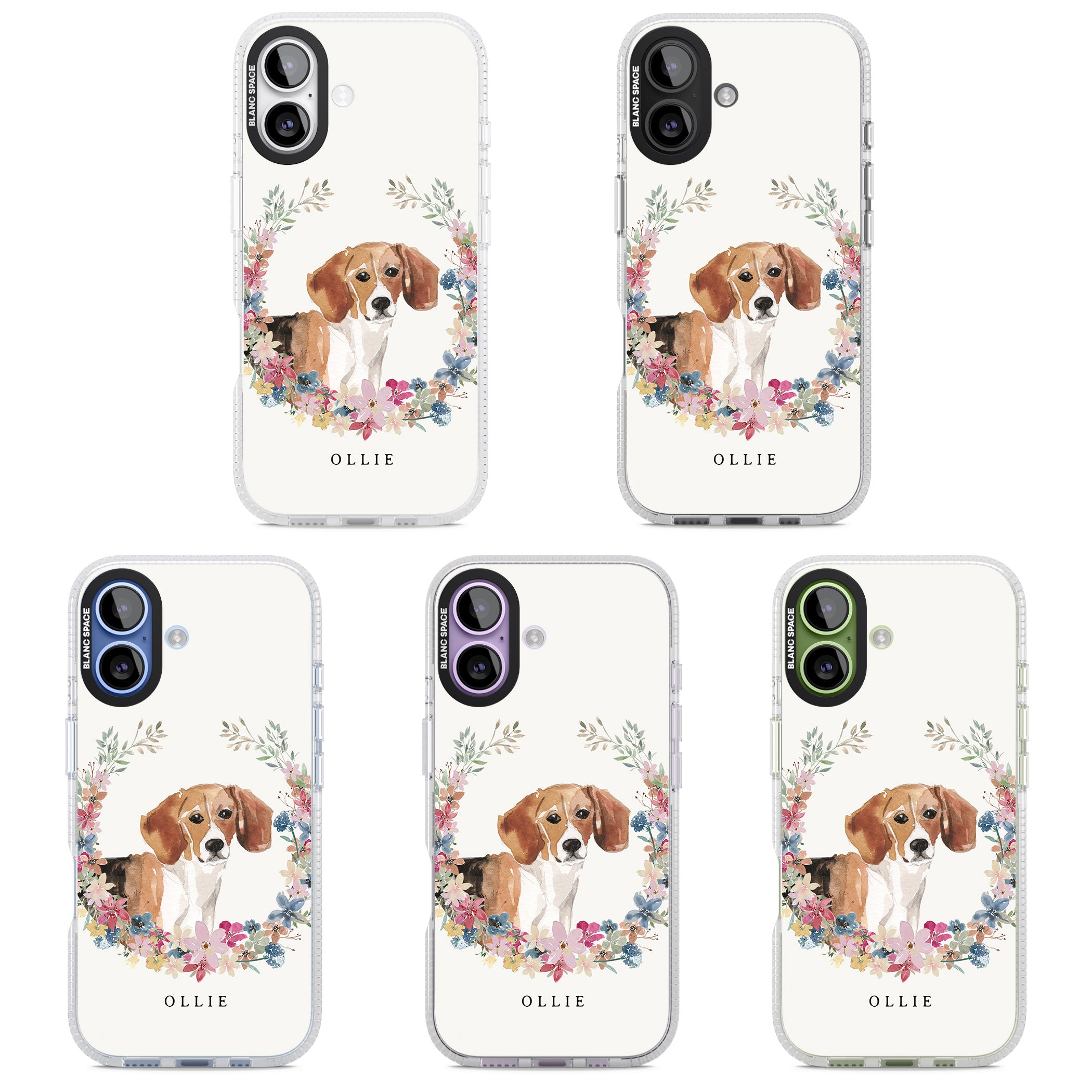 Personalised Beagle Floral Portrait iPhone 17 Impact Air Clear Phone Case APT Impact Protection