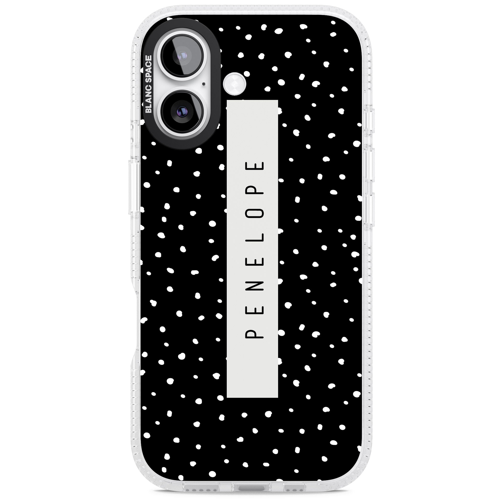 Personalised Black Dots iPhone 17 Impact Air Clear Phone Case