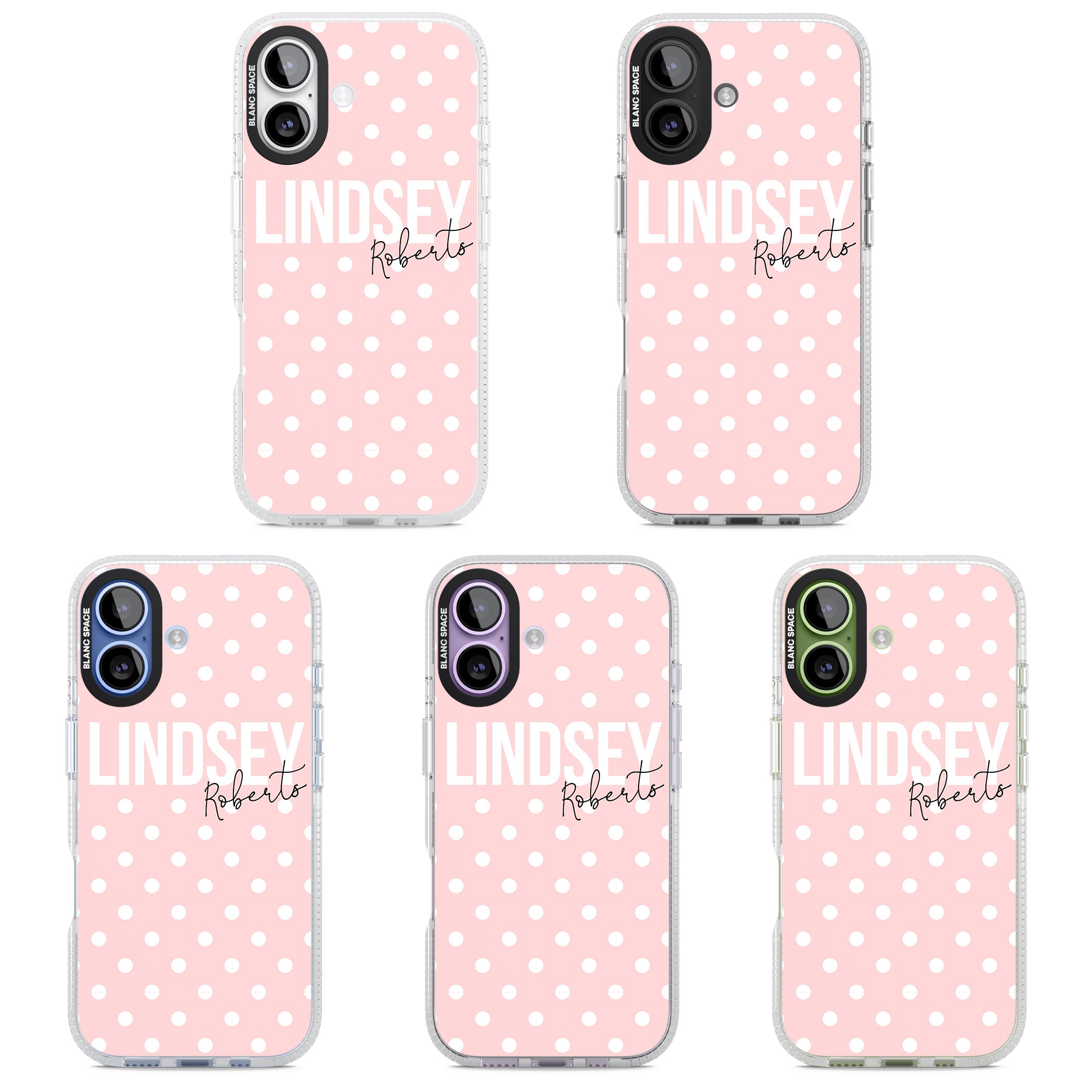 Personalised Pink Polka iPhone 17 Impact Air Clear Phone Case APT Impact Protection