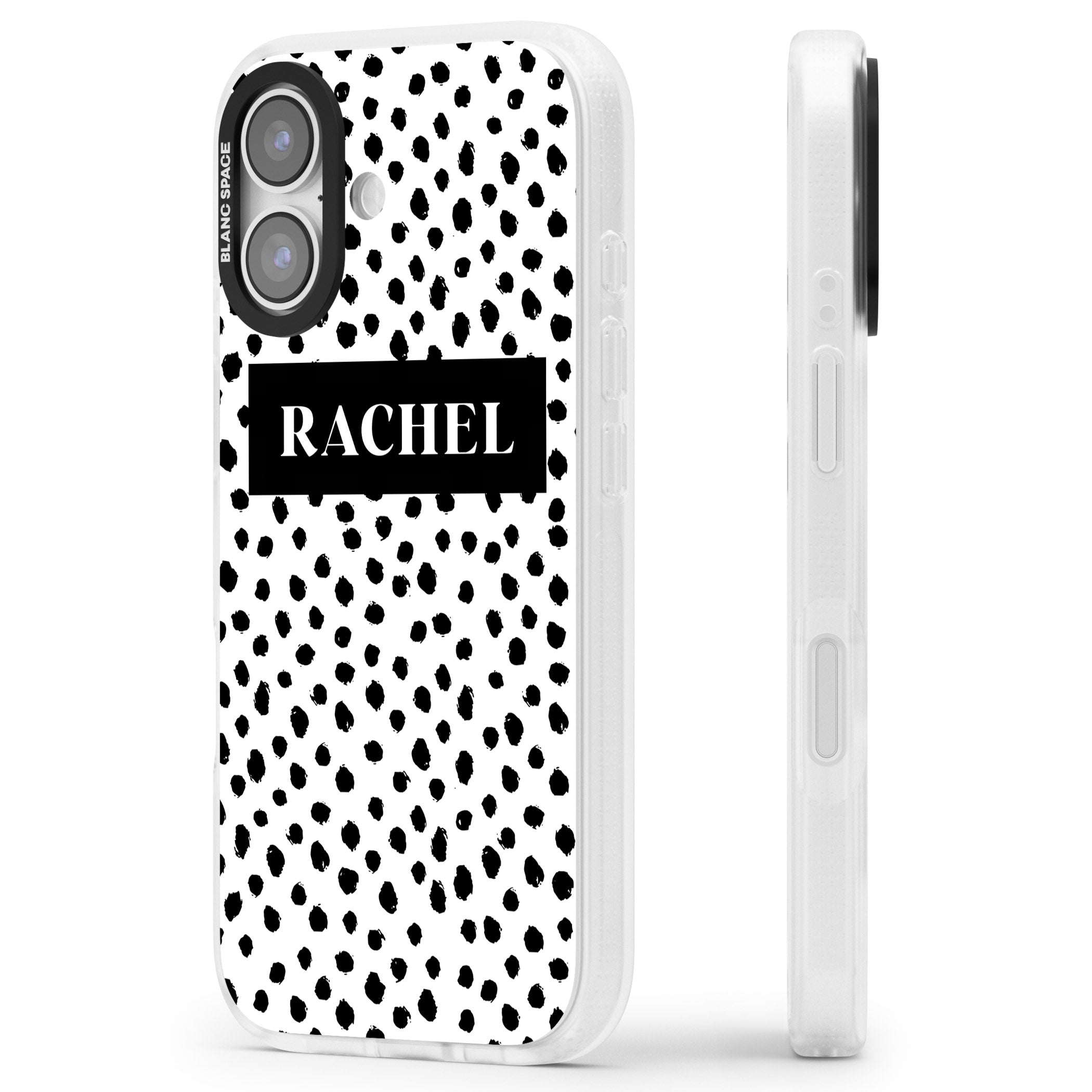 Personalised Black Dots iPhone 17 Impact Air Clear Phone Case Side Profile