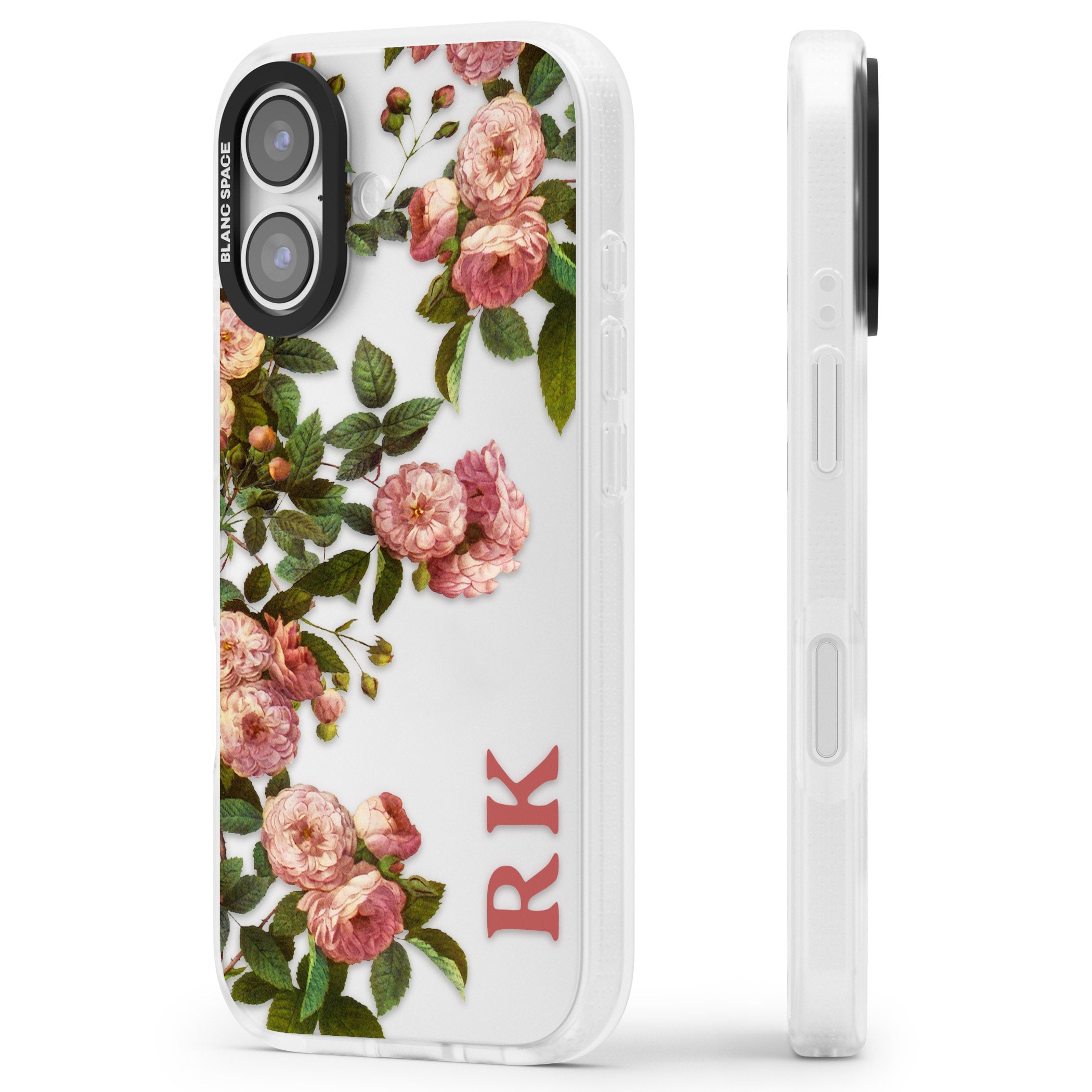 Personalised Vintage Floral Garden iPhone 17 Impact Air Clear Phone Case Side Profile