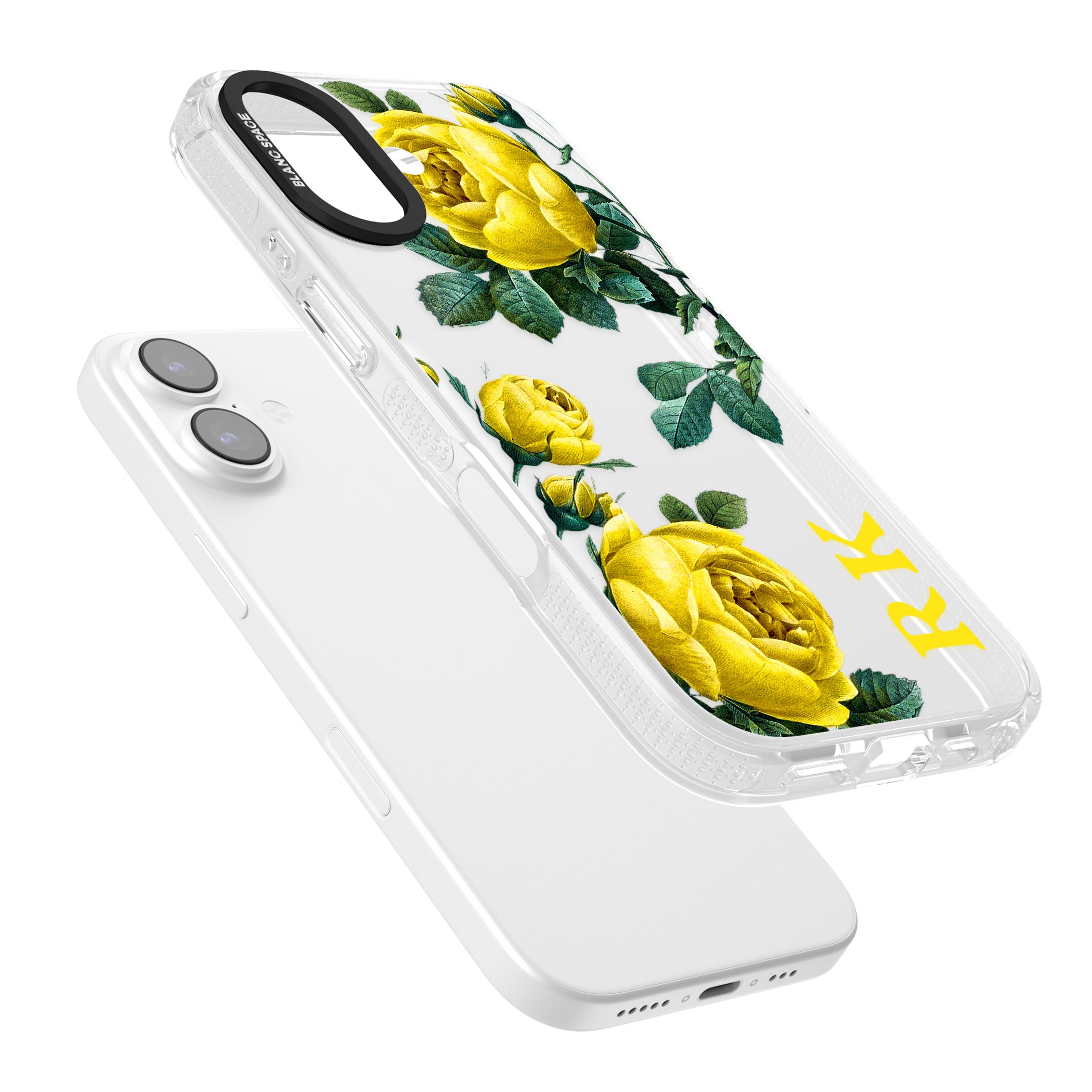 Personalised Vintage Floral Yellow Roses iPhone 17 Impact Air Clear Phone Case Colours
