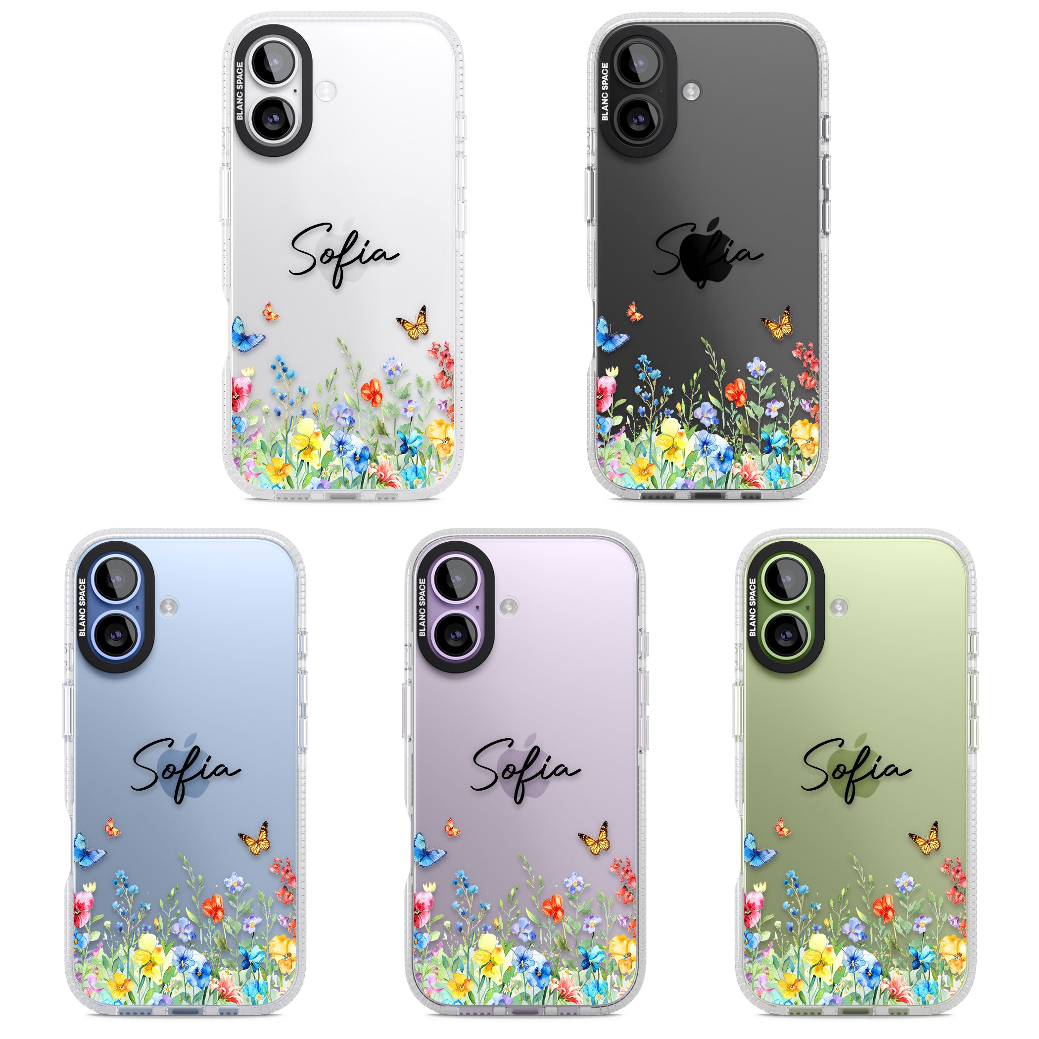 Personalised Buterflies Wildflowers iPhone 17 Impact Air Clear Phone Case APT Impact Protection