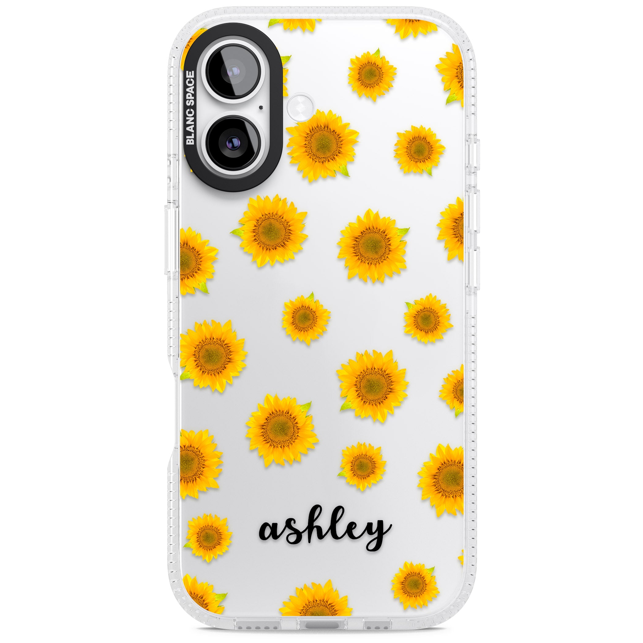 Personalised Sunflowers & Cursive iPhone 17 Impact Air Clear Phone Case