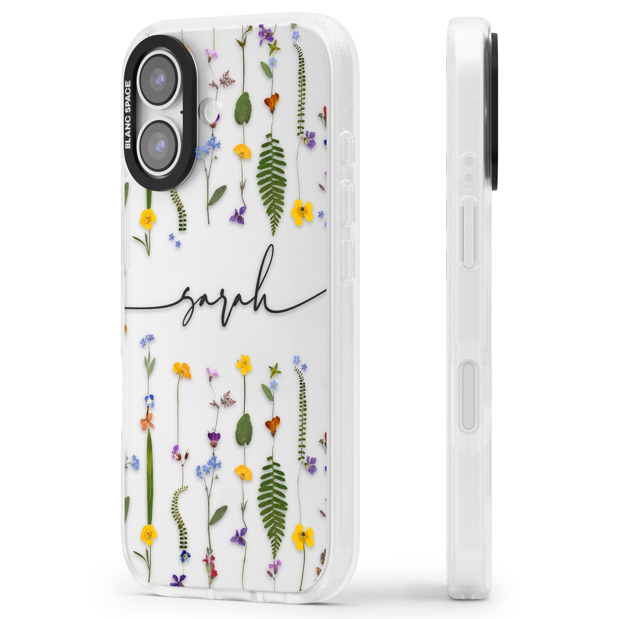 Personalised Wildflower Chain iPhone 17 Impact Air Clear Phone Case Side Profile