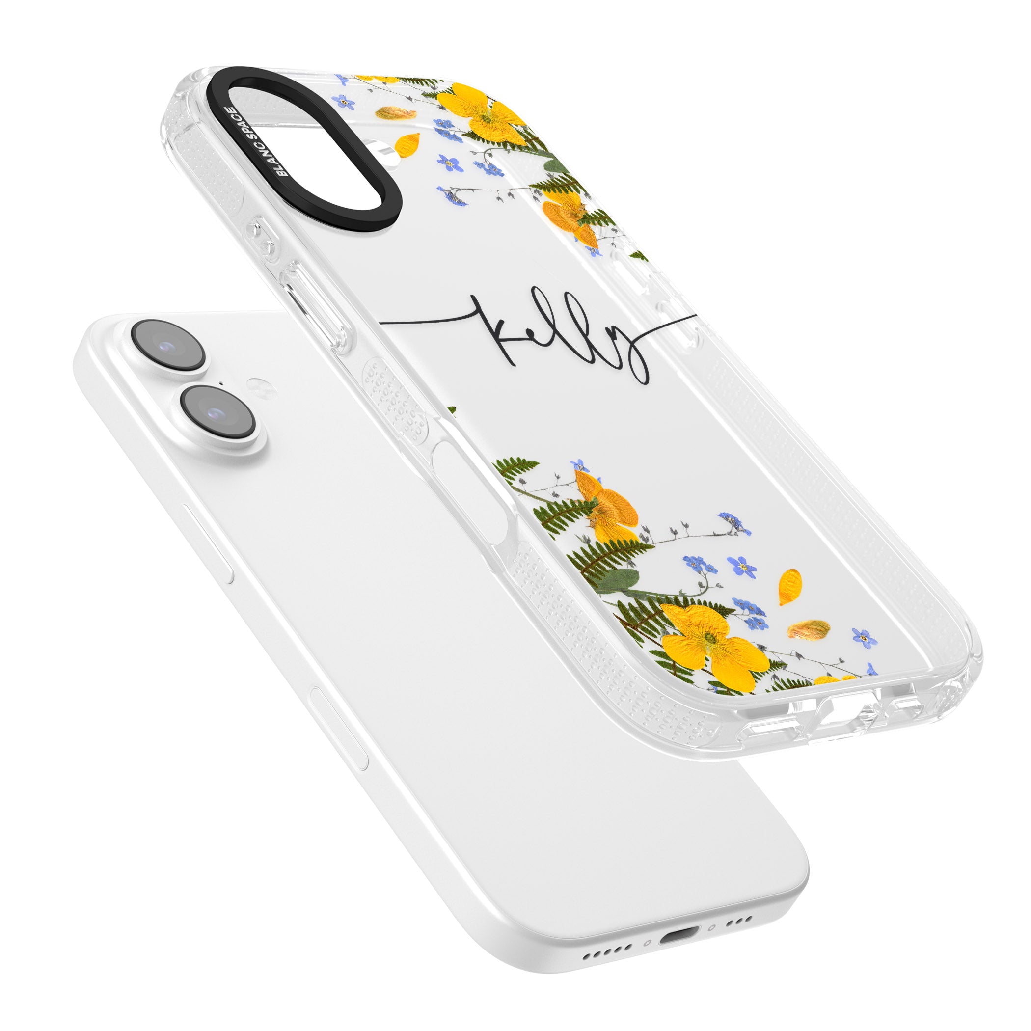 Personalised Ferns & Wildflowers iPhone 17 Impact Air Clear Phone Case Colours