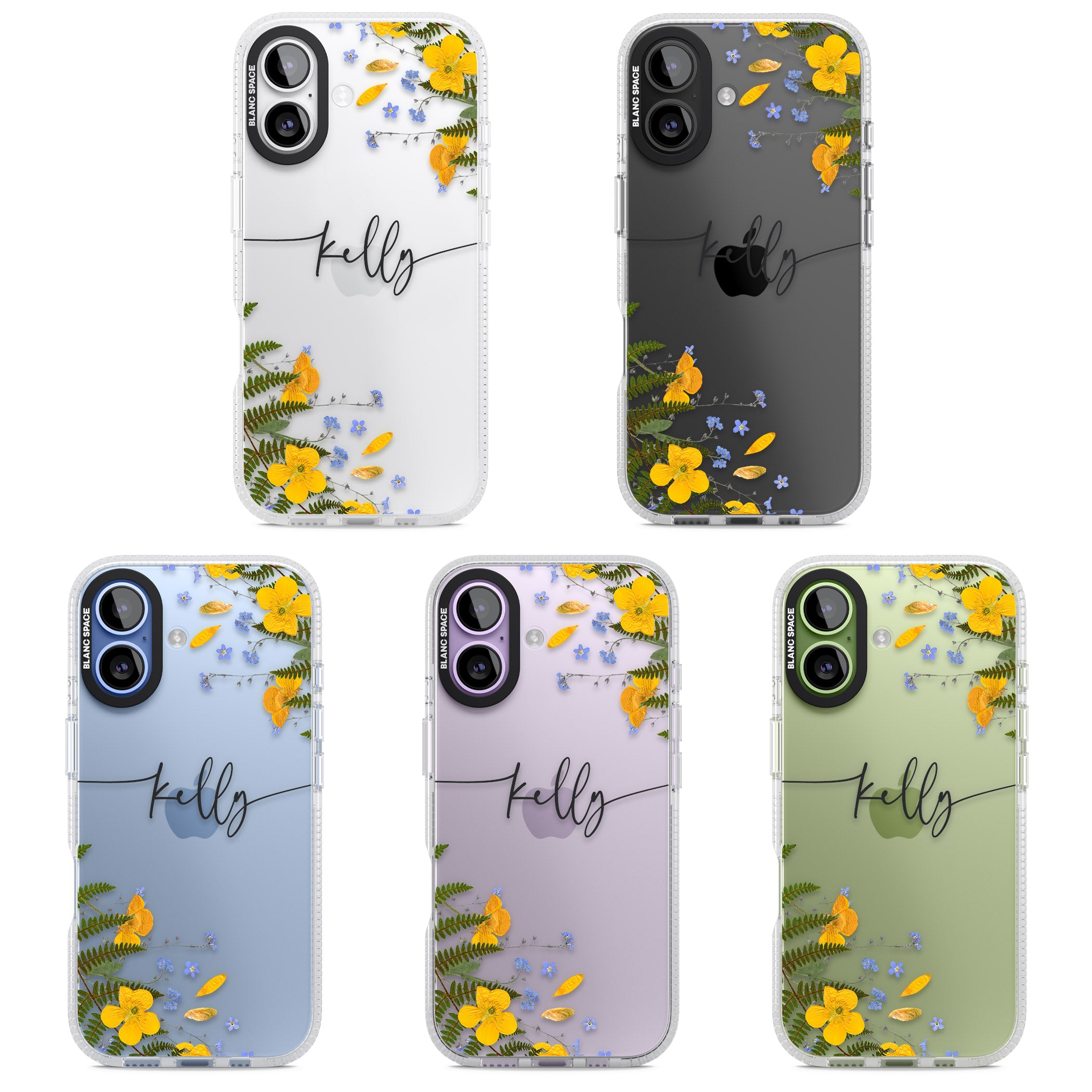 Personalised Ferns & Wildflowers iPhone 17 Impact Air Clear Phone Case APT Impact Protection