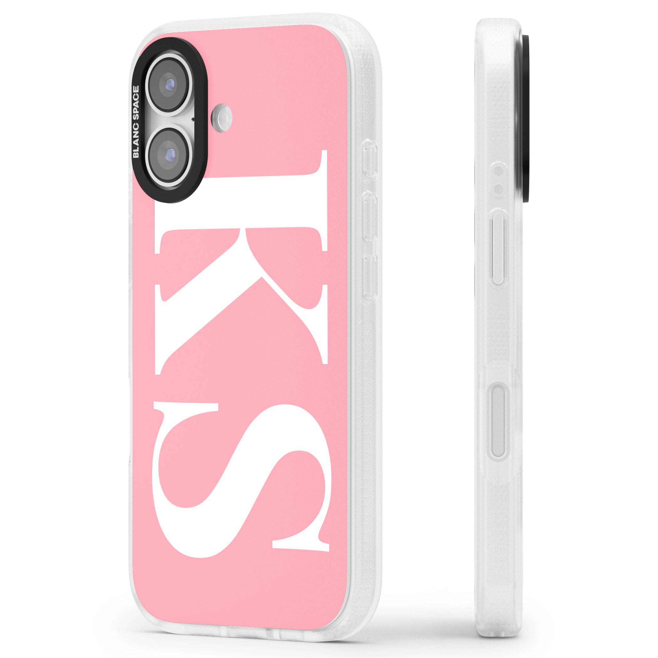 Personalised White & Pink Letters iPhone 17 Impact Air Clear Phone Case Side Profile