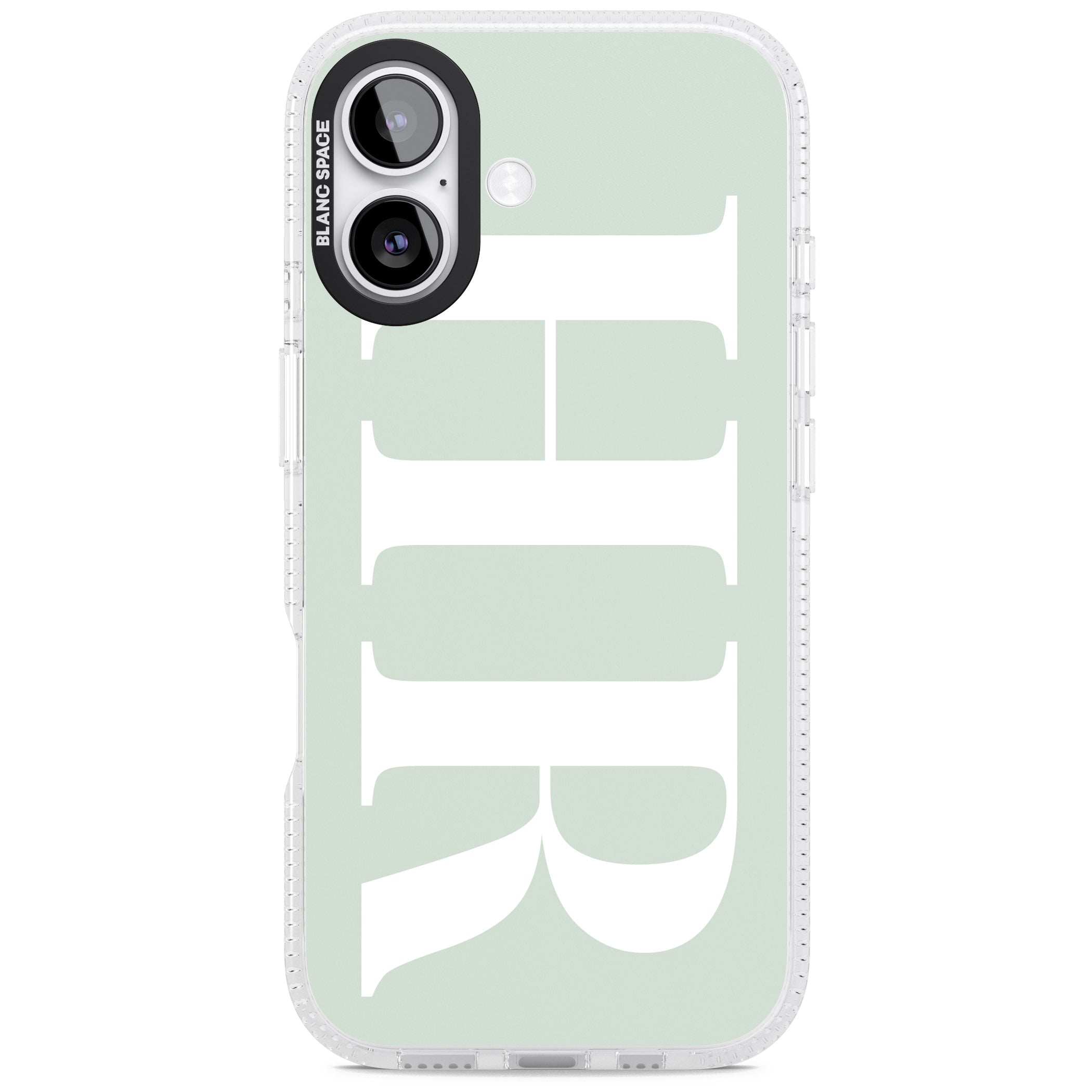 Personalised White & Seafoam Green Letters iPhone 17 Impact Air Clear Phone Case