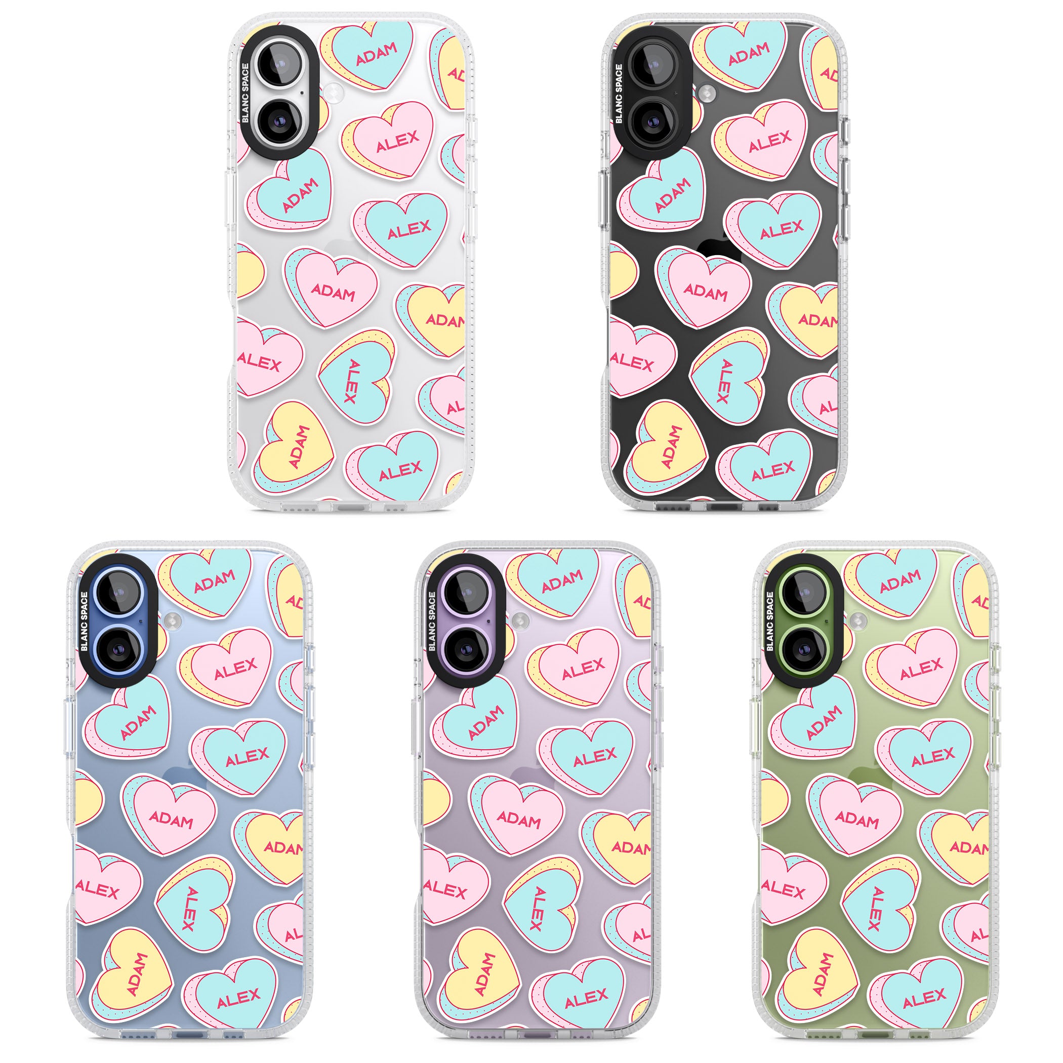 Personalised Love Hearts iPhone 17 Impact Air Clear Phone Case APT Impact Protection