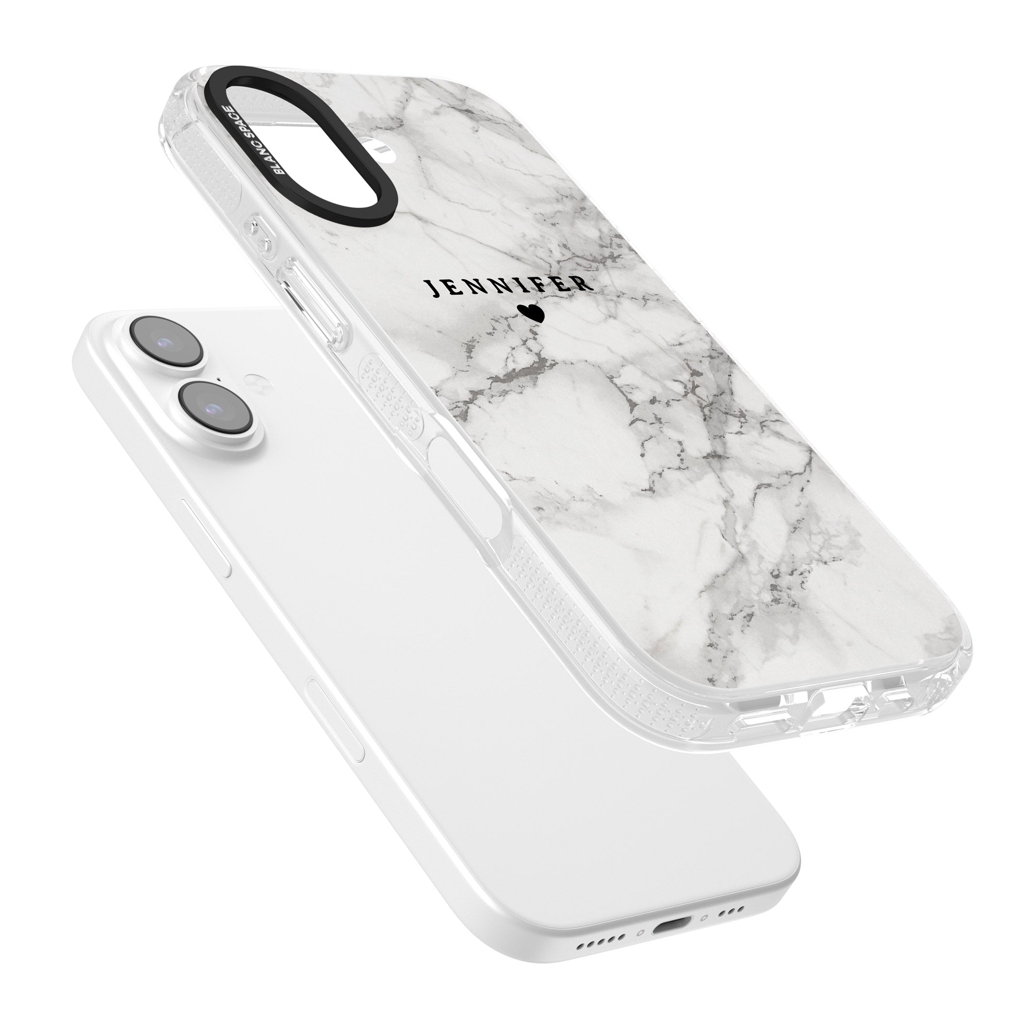 Personalised Classic Grey Marble iPhone 17 Impact Air Clear Phone Case Colours