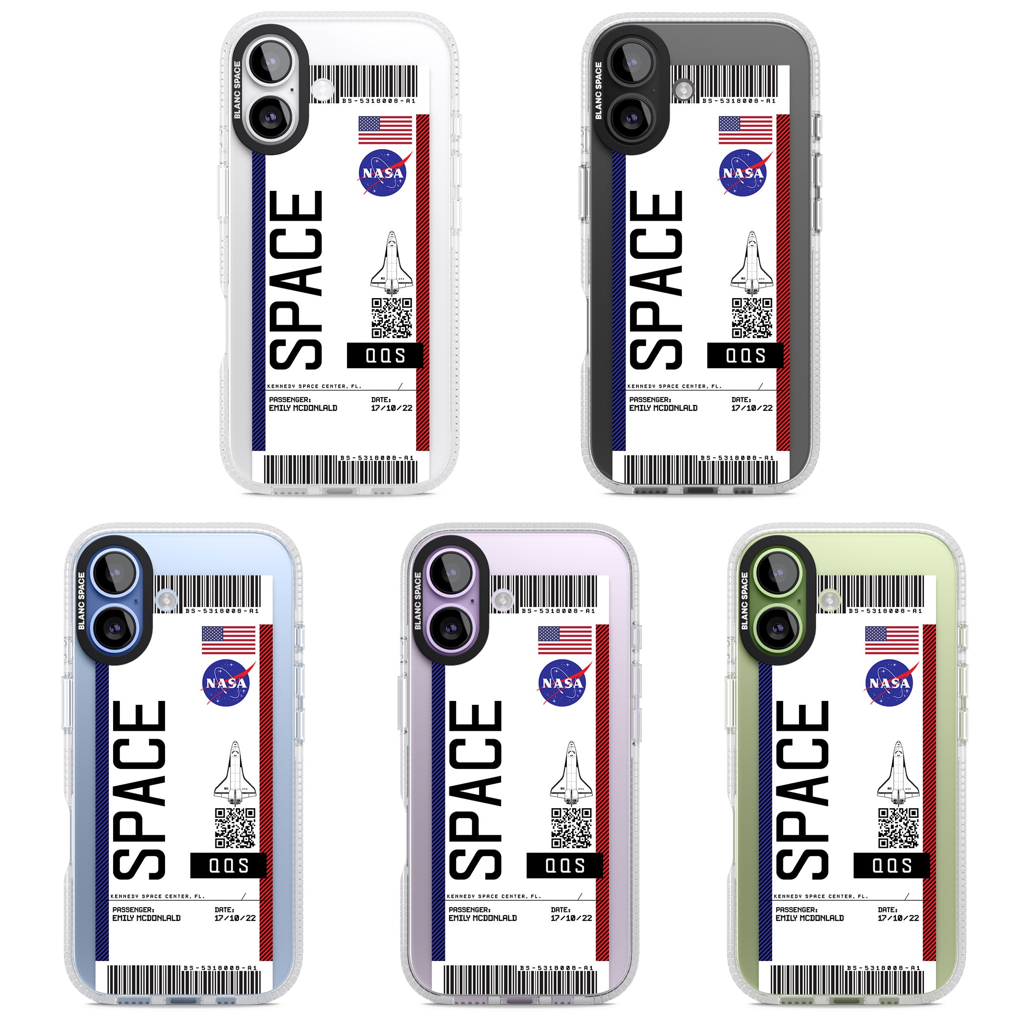 Personalised Nasa Boarding Pass (Light) iPhone 17 Impact Air Clear Phone Case APT Impact Protection
