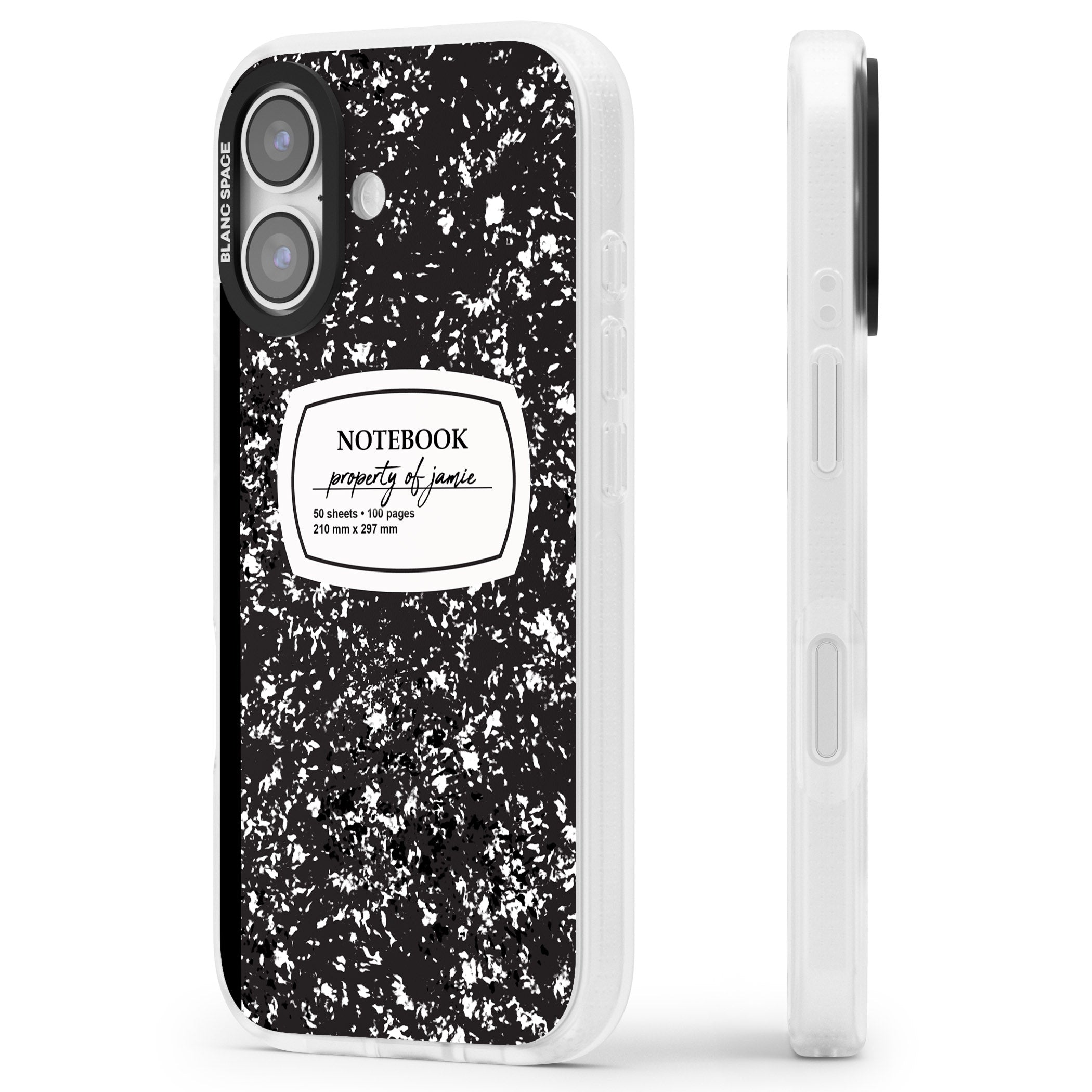 Personalised Classic Composition iPhone 17 Impact Air Clear Phone Case Side Profile