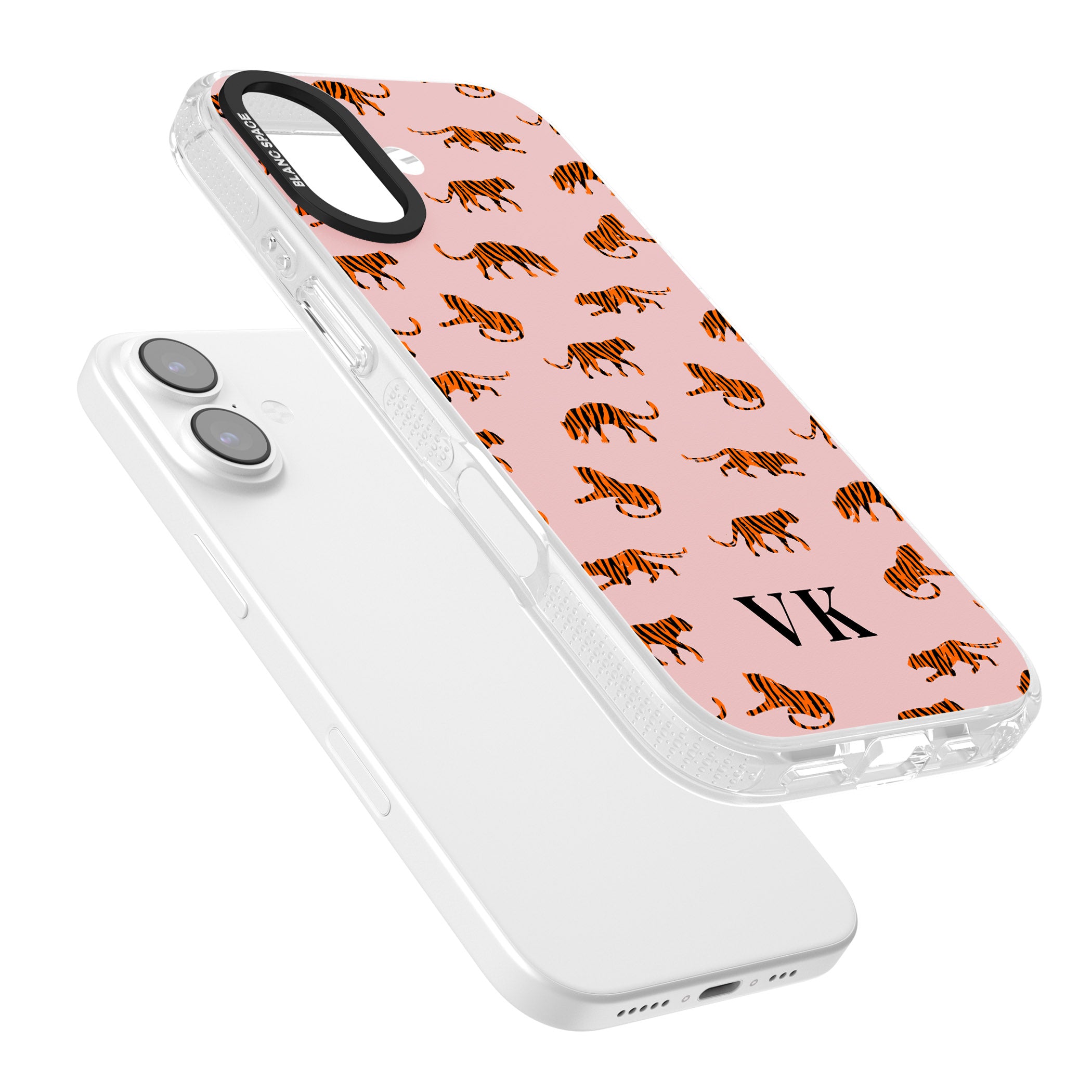 Personalised Pink Safari Tiger Pattern iPhone 17 Impact Air Clear Phone Case Colours
