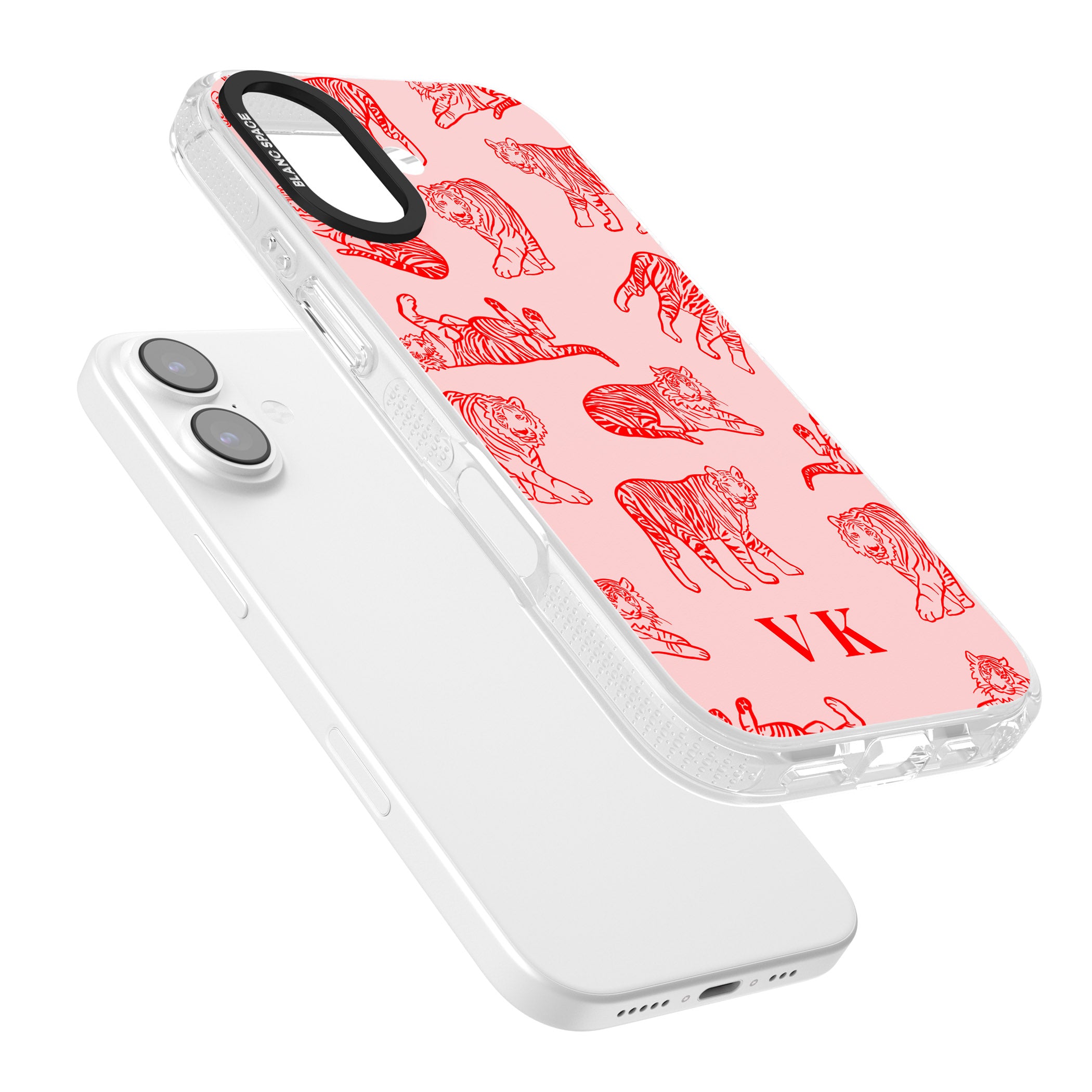 Personalised Red Tiger Outlines On Pink iPhone 17 Impact Air Clear Phone Case Colours