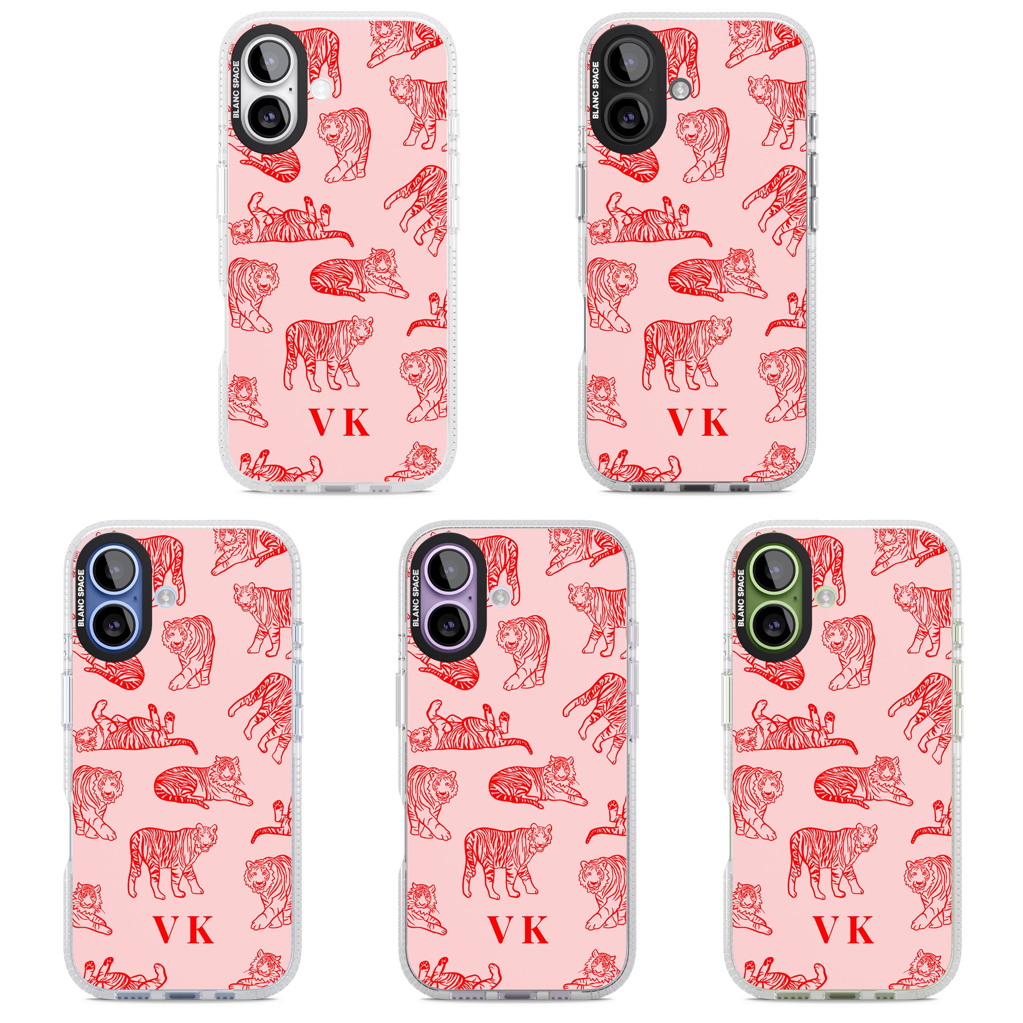 Personalised Red Tiger Outlines On Pink iPhone 17 Impact Air Clear Phone Case APT Impact Protection