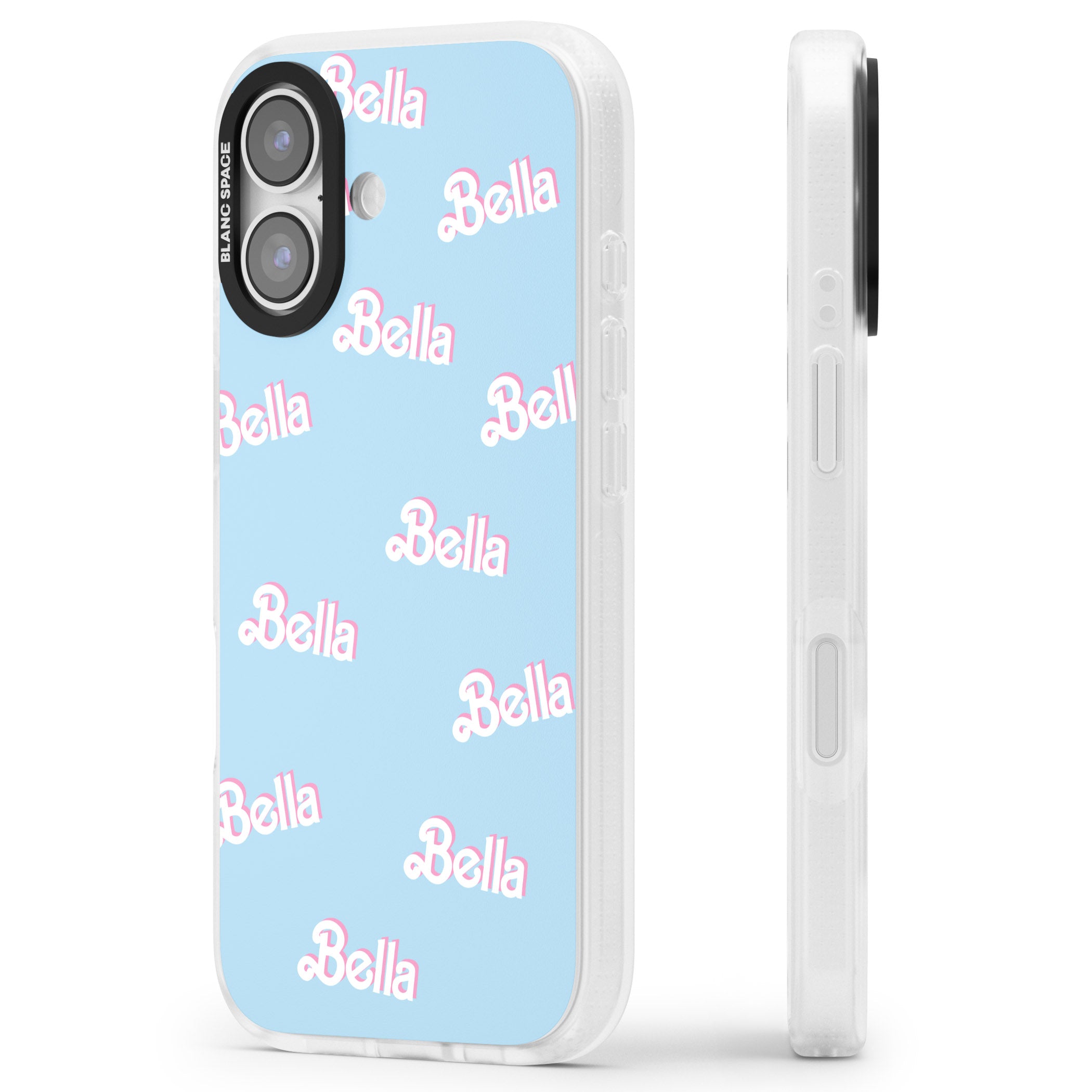 Personalised Cute Name Pattern iPhone 17 Impact Air Clear Phone Case Side Profile