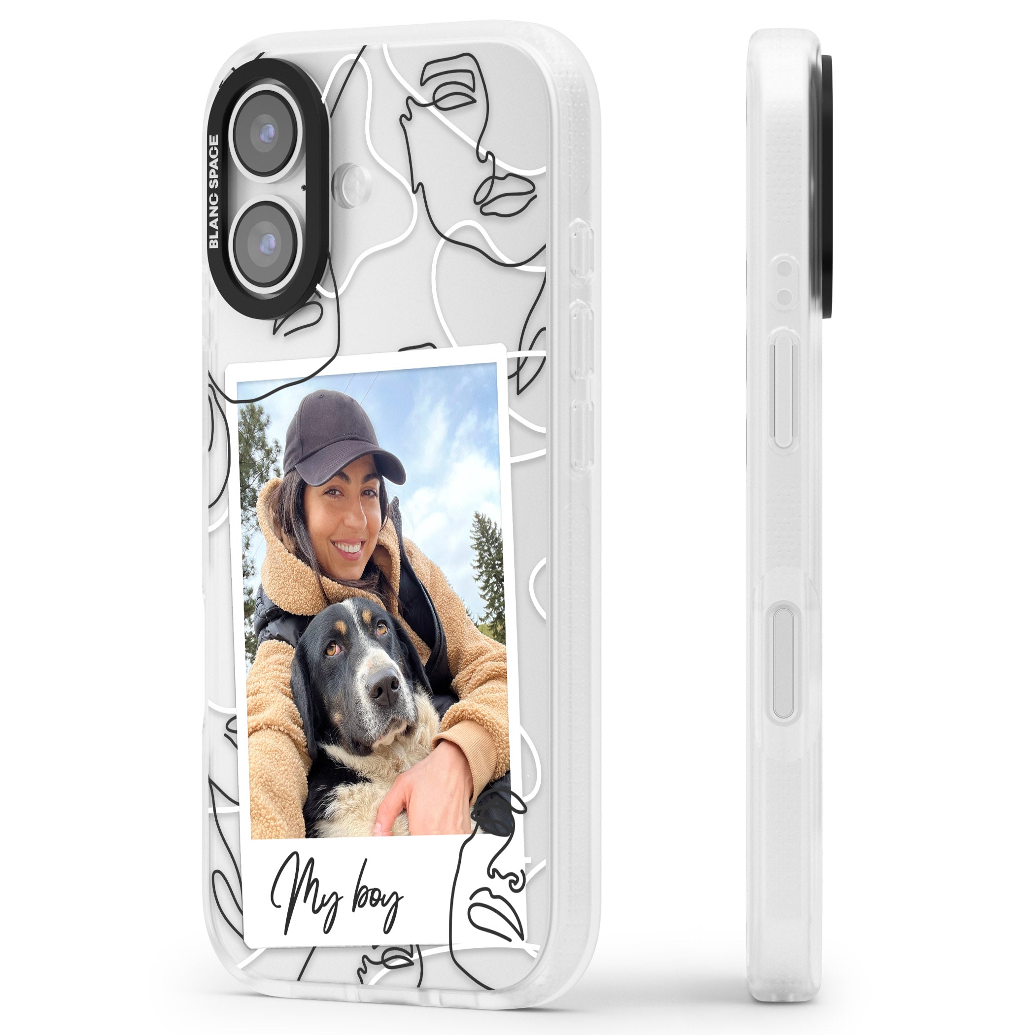 Personalised Abstract Faces Instant Photo iPhone 17 Impact Air Clear Phone Case Side Profile