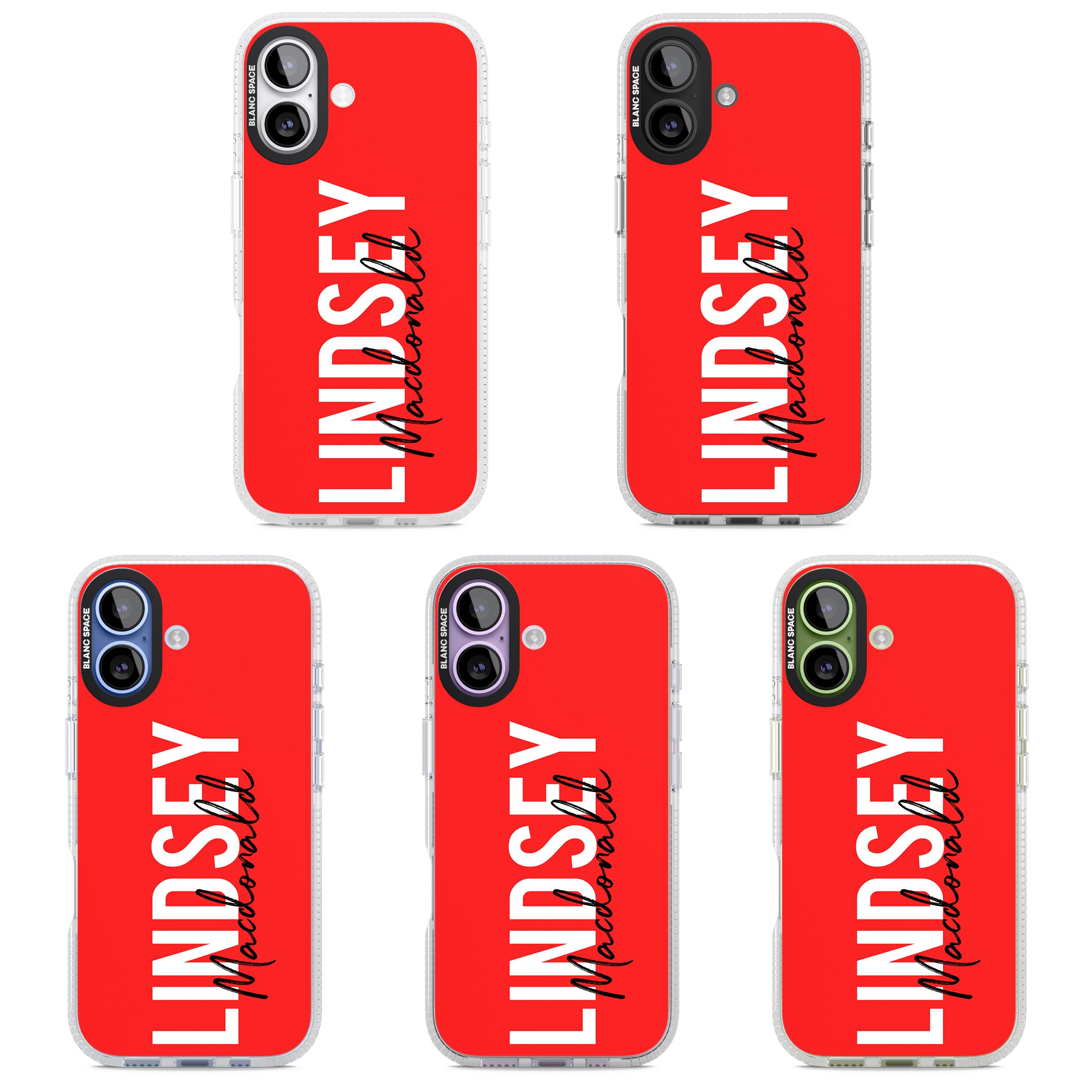 Personalised Bold Name: Red iPhone 17 Impact Air Clear Phone Case APT Impact Protection