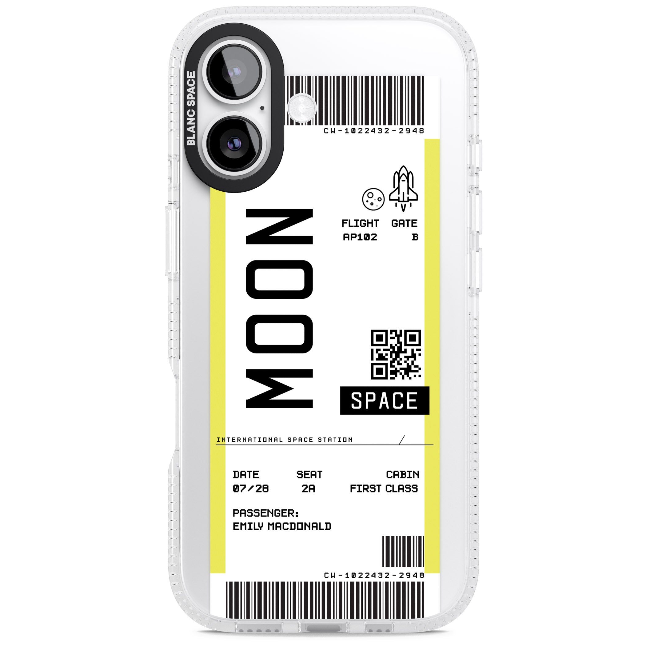 Personalised Moon Travel Ticket iPhone 17 Impact Air Clear Phone Case