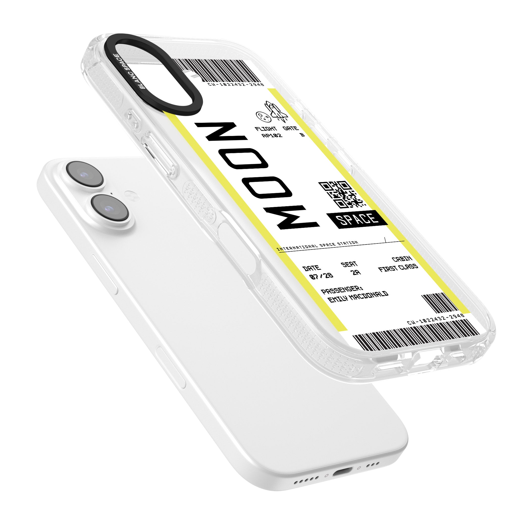 Personalised Moon Travel Ticket iPhone 17 Impact Air Clear Phone Case Colours