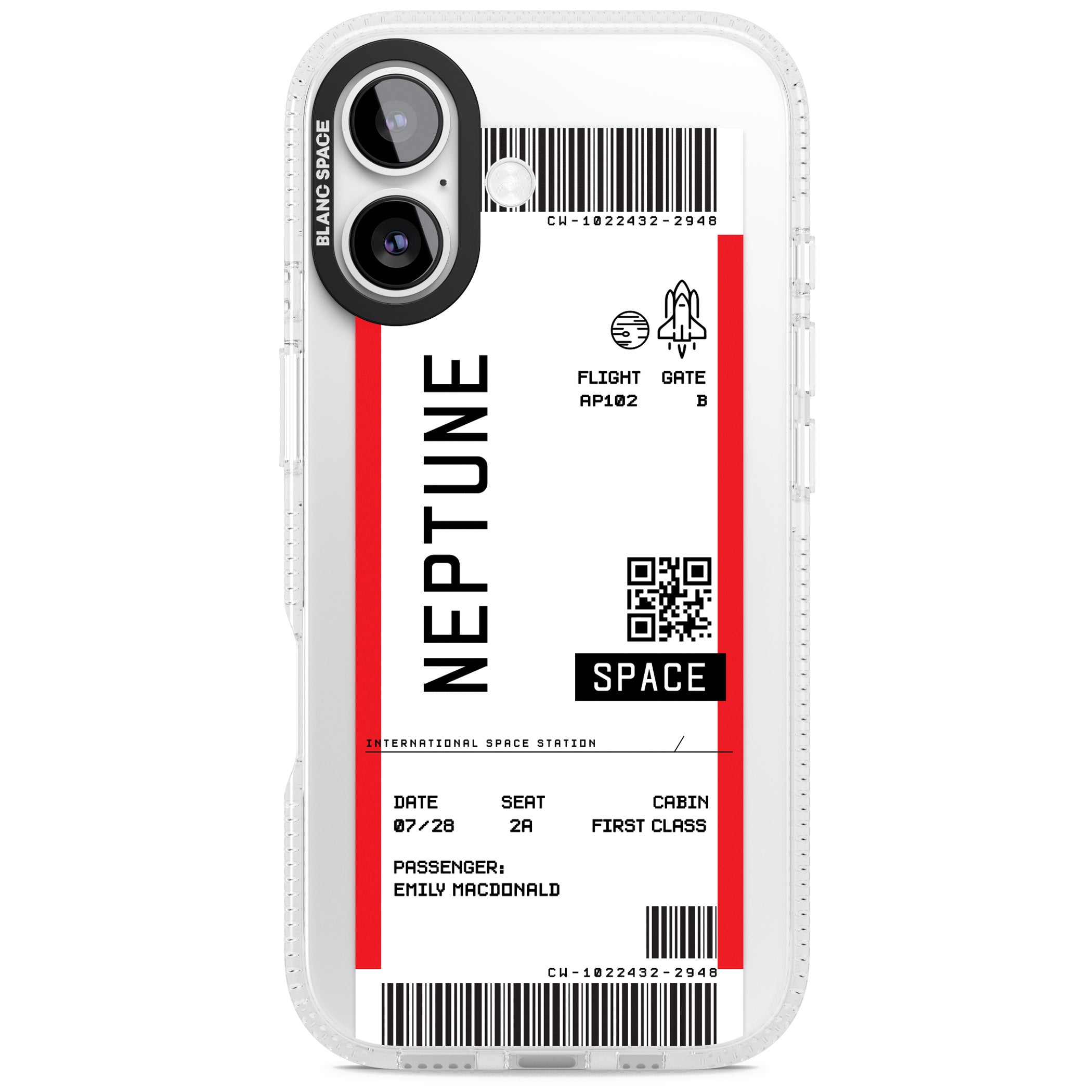 Personalised Neptune Travel Ticket iPhone 17 Impact Air Clear Phone Case